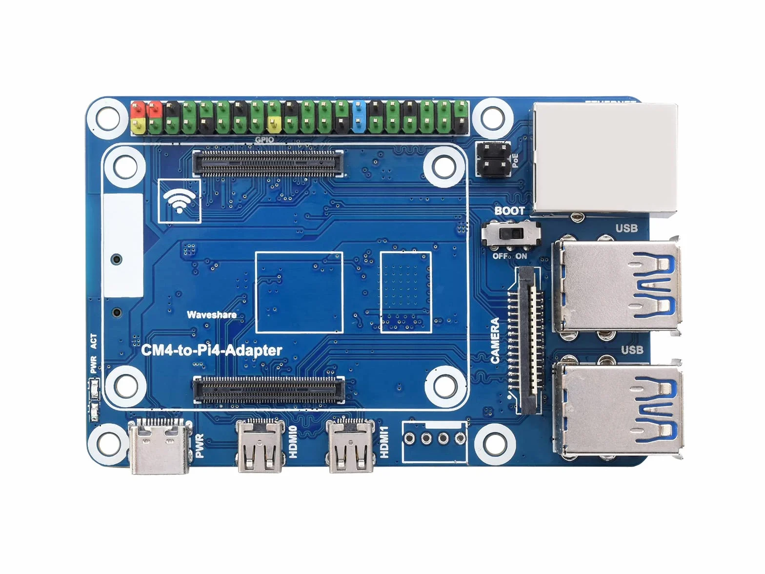 Waveshare CM4-to-Pi4-Adapter for Raspberry Pi CM4, Alternative Solution for Raspberry Pi 4B(Can be used as Pi 4B by combining the adapter with CM4)