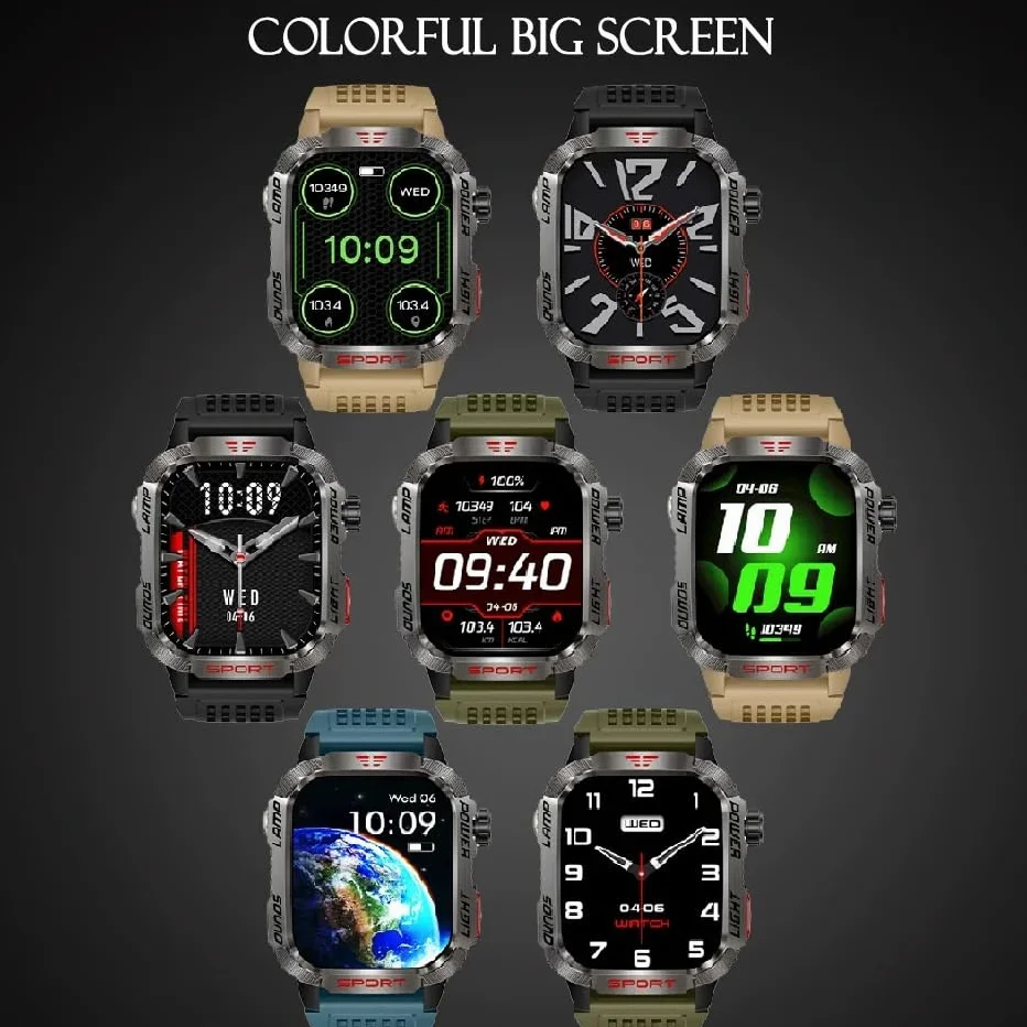 Dla Huawei Smart Watch dla Xiaomi wojskowy GPS inteligentny zegarek męski latarka kompas wodoodporny zewnętrzny sportowy tracker połączenia Bluetooth inteligentny zegarek (czarny silikonowy