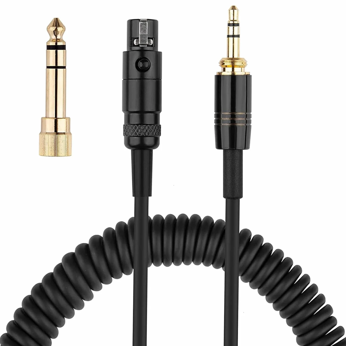 Toxaoii 990 PRO X Spiralkabel Kompatybilne z słuchawkami beyerdynamic DT 900 PRO X, DT 1990 PRO, DT 700 PRO X i DT 1770 Pro, złącze Mini-XLR na wtyk 3,5 mm, w zestawie adapter 6,35 mm