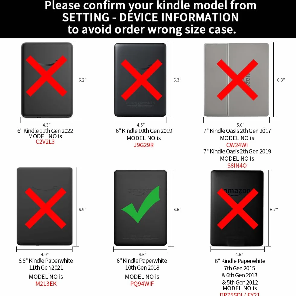 Etui Slimshell na 6-calowy Kindle Paperwhite (10. generacja-2018, model nr: PQ94WIF) z podwójnym paskiem na rękę - wysokiej jakości lekki pokrowiec ze skóry PU z automatycznym uśpieniem/budzeniem