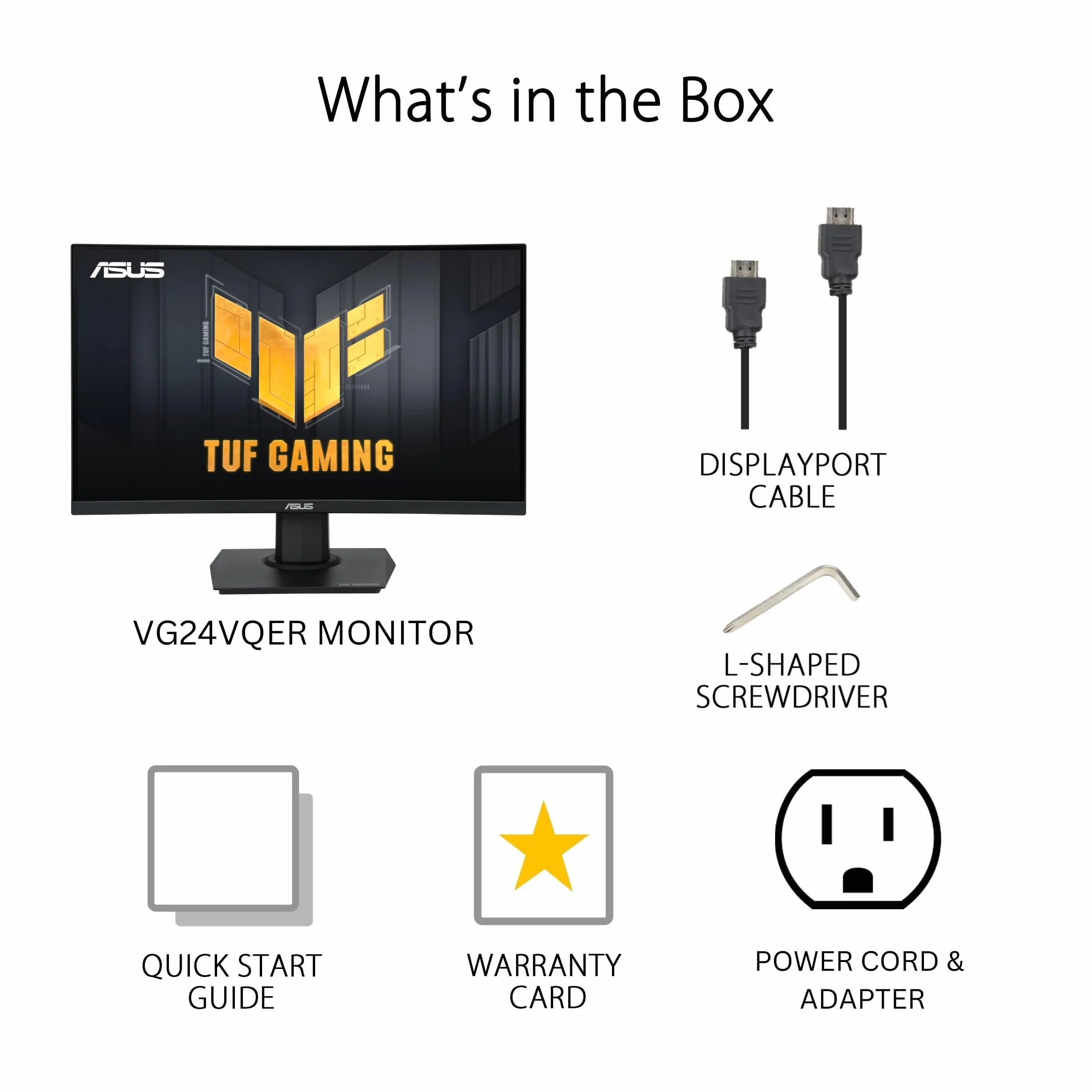 ASUS TUF Gaming 61.0 cm (widoczność 59.9 cm) zakrzywiony monitor (VG24VQER) – FHD, 180 Hz, 1 ms, DCI-P3 90%, synchronizacja rozmycia w ekstremalnie niskim ruchu, FreeSync, Shadow Boost, pielęgnacja