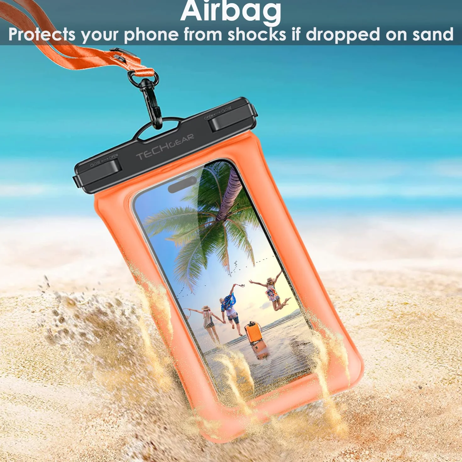 TECHGEAR Wodoodporne etui na telefon IPX8 pływające z smyczą kompatybilne iPhone 16e 16 15 14 13 12 Samsung Galaxy S25 S24 S23 Ultra A16