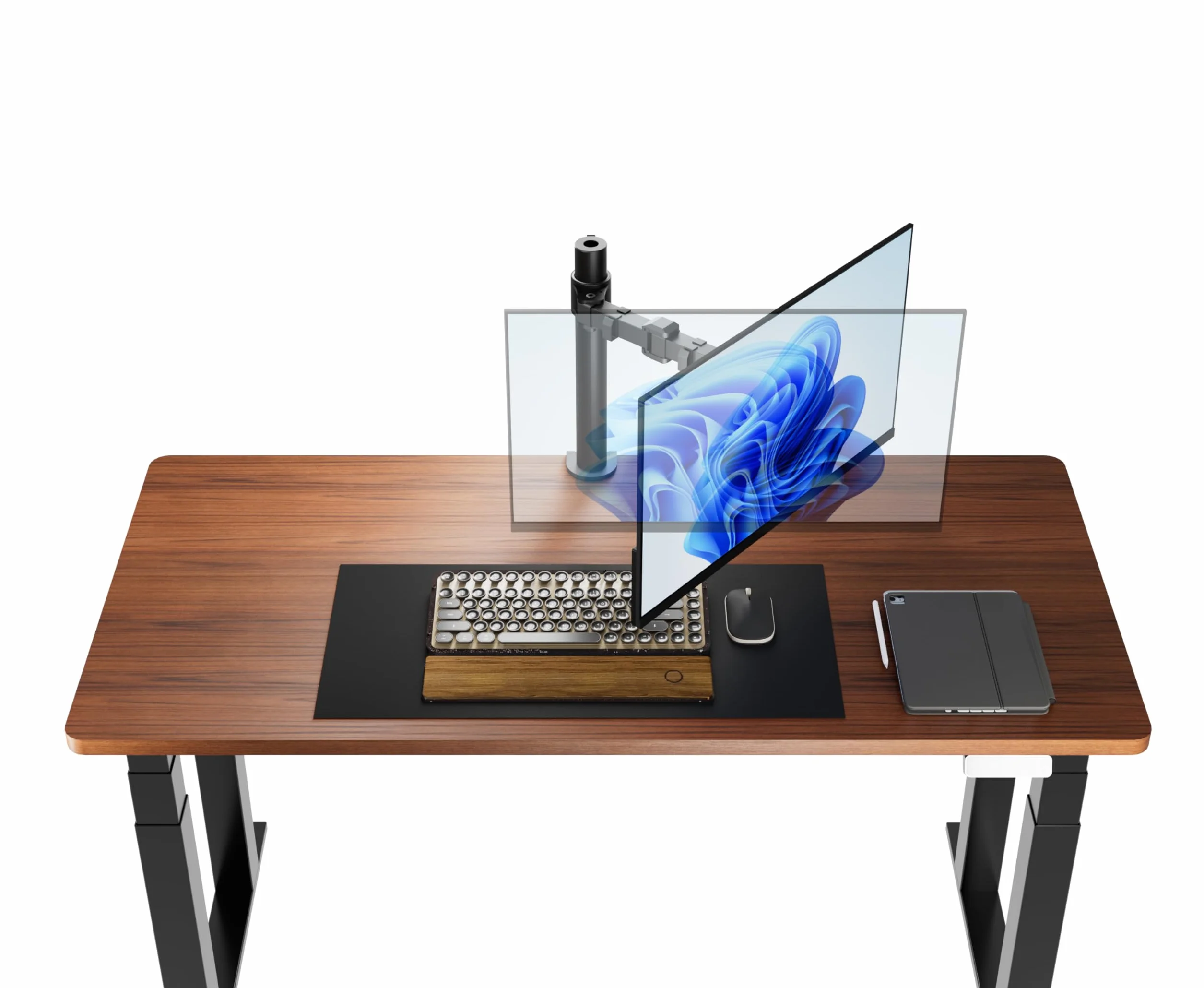 Amazon Basics Stojak na 1 monitor komputerowy, mocowanie do biurka z regulacją wysokości, stal, czarny