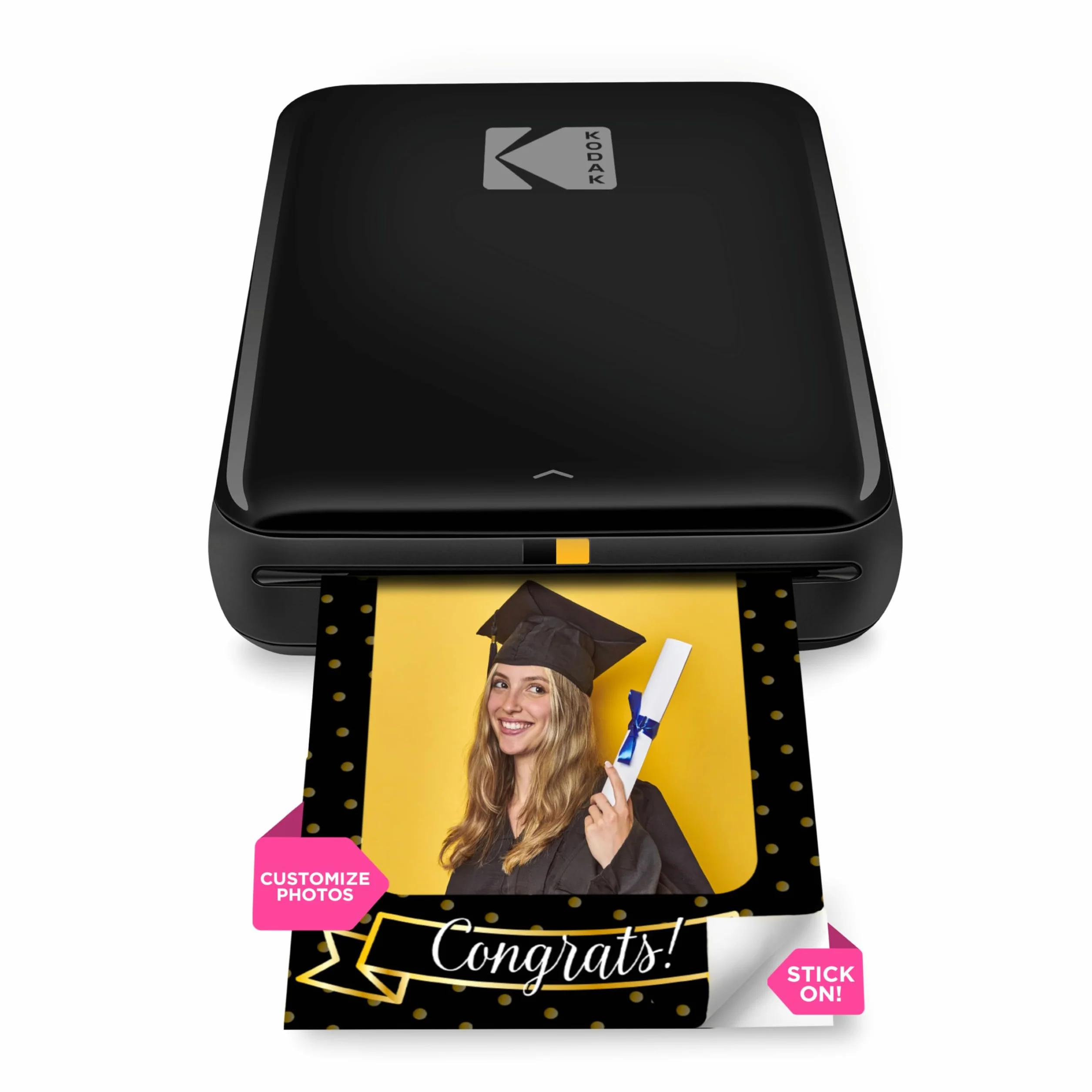 KODAK Step Natychmiastowa Drukarka Zdjęć do Smartfona - Przenośna Mini Kolorowa Bezprzewodowa Drukarka - Zdjęcia Zink 2x3” z Klejem - Bluetooth z iOS i Android - Aplikacja do Edytowania - Czarny