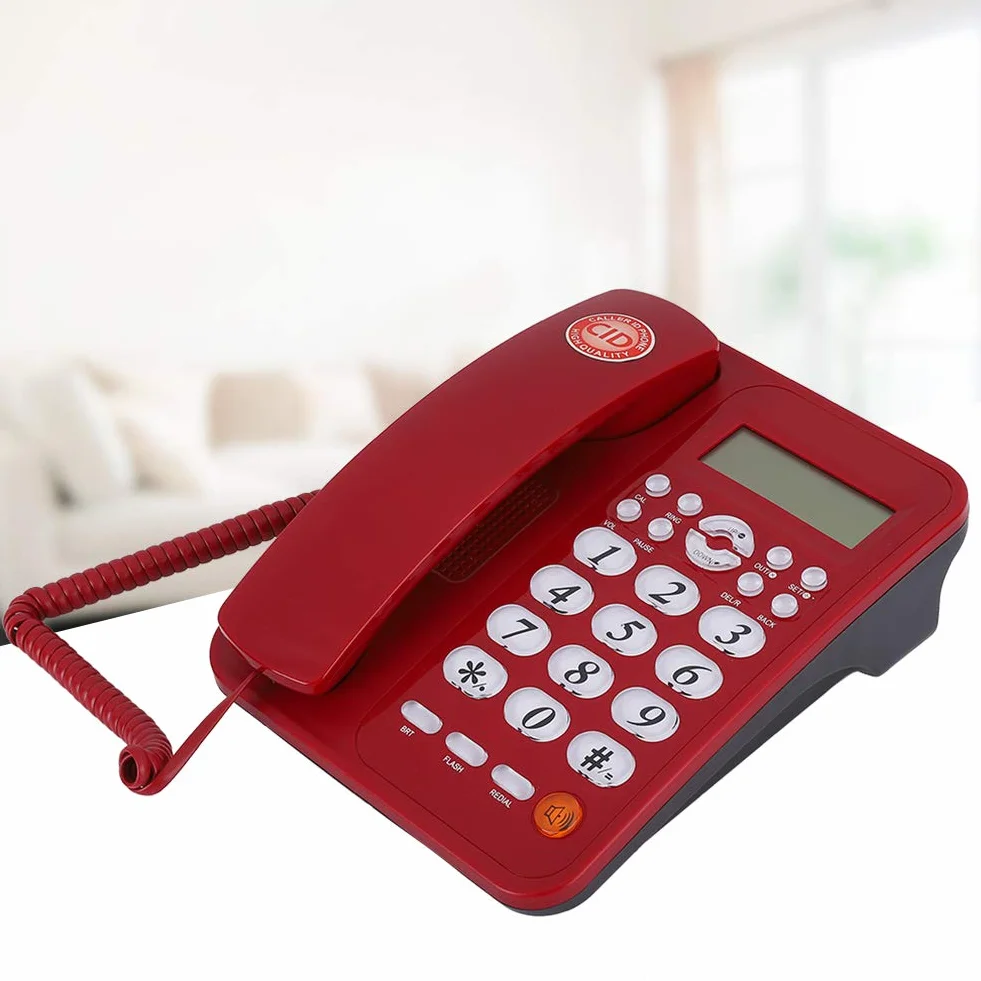 Telefon przewodowy, stacjonarny telefon stacjonarny, obsługa identyfikacji dzwoniącego, montaż naścienny, funkcja podwójnego systemu FSK i DTMF dla biura/domu/firmy