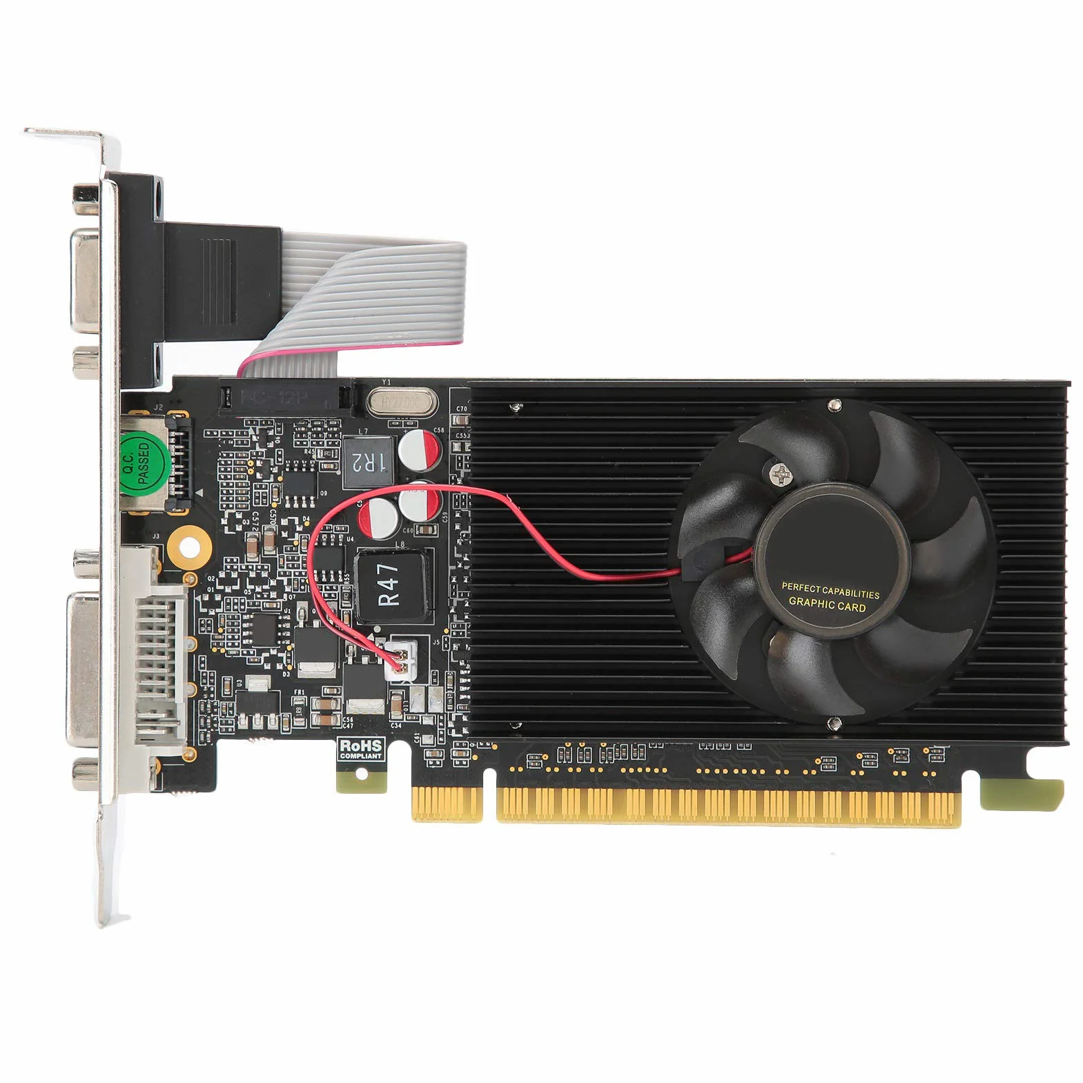 GT730 2 GB Pojedynczy Wentylator DVI HDMI VGA Karta Graficzna do Gier, 64 Bity, DDR3, 810 MHz, PCI Express 2.0, Karta Graficzna o Niskim Poziomie Hałasu do Komputerów Stacjonarnych
