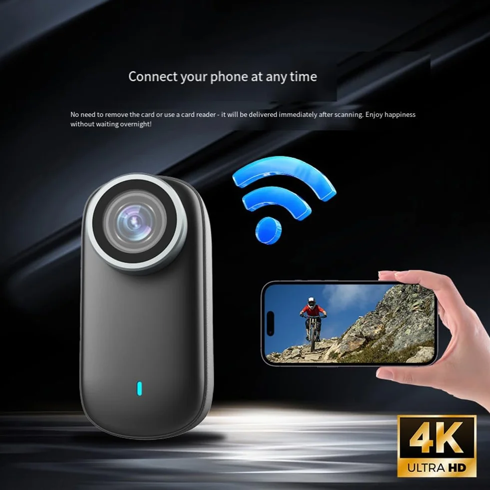 Sporty na świeżym powietrzu monitorowanie zwierząt 4K WiFi mini kamera kciuk szerokokątny obiektyw do rowerów, motocykli, kasku, kota, psa, 128 g