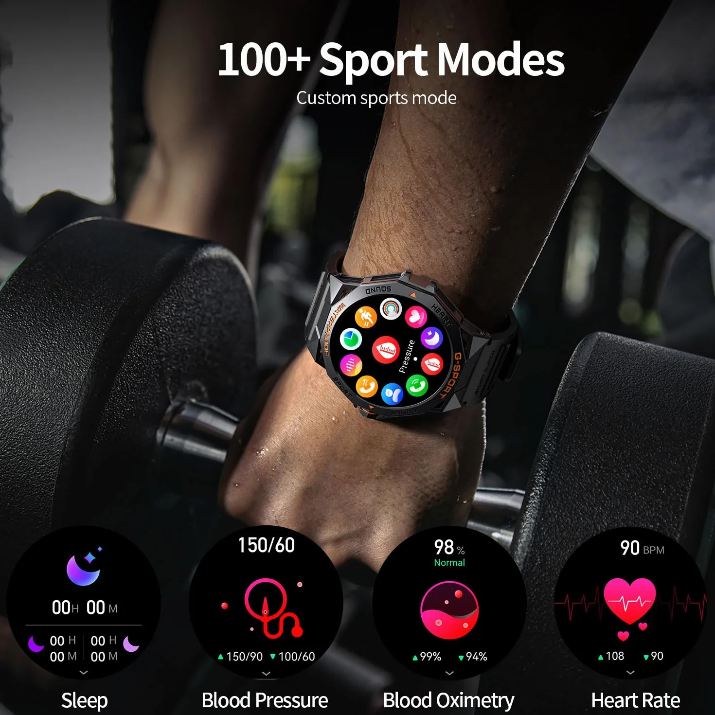 LIGE Męski smartwatch, przełączanie/odbieranie połączeń, 400 mAh, 1,43" AMOLED Smartwatch z pulsometrem i monitorem snu, inteligentny zegarek dla systemu Android iOS czarny pomarańczowy