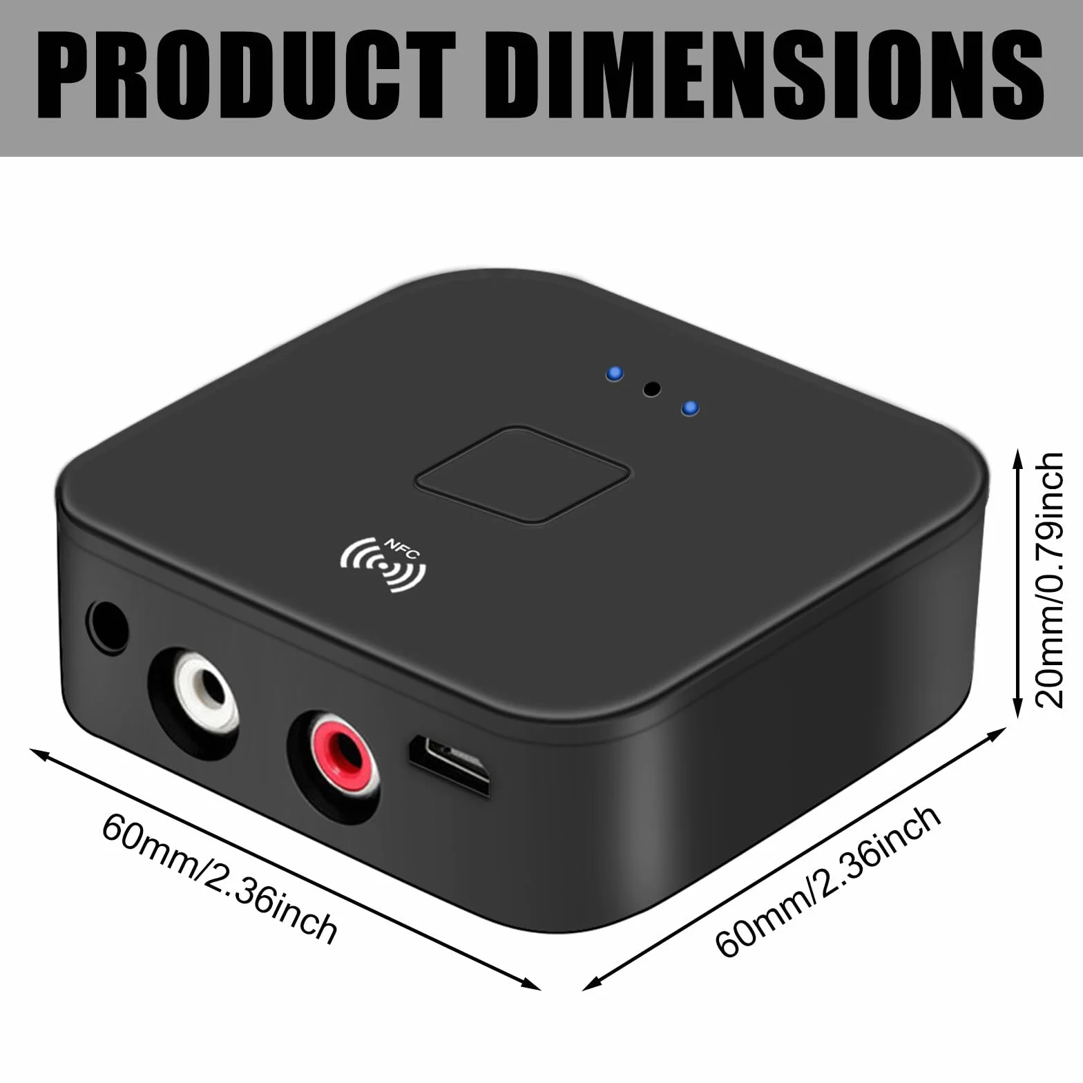 NFC odbiornik Bluetooth 5.0, adapter audio Bluetooth do systemu stereo, HiFi bezprzewodowy adapter audio, odbiornik z gniazdem AUX 3,5 mm AUX cinch do produktów cyfrowych z funkcją Bluetooth/NFC