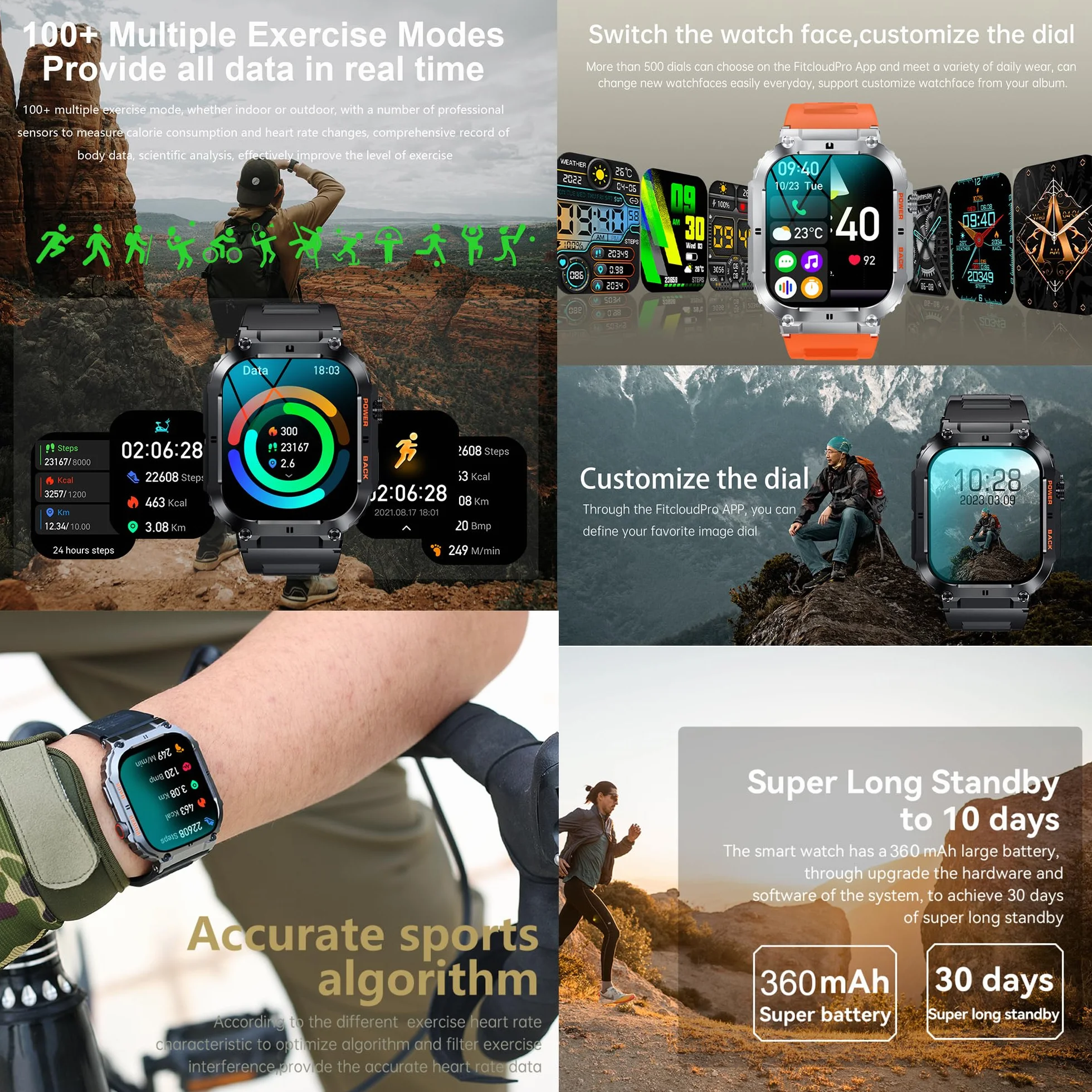Smartwatch męski z funkcją telefonu, 1,96" HD zegarek sportowy z połączeniami telefonicznymi, zegarek fitness z monitorem tętna, monitorem snu, krokomierzem, wodoszczelność IP68, Smart Watch do