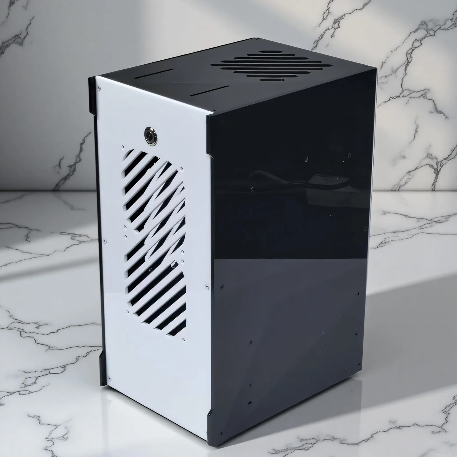 Denash Mała Obudowa Komputera PC, Obudowa Mini Komputera ITX z wentylacją 360 Stopni, Przezroczysty Panel Akrylowy, Obsługuje Zasilacz SFX, do Konfiguracji Gier w Domowej Rozrywce