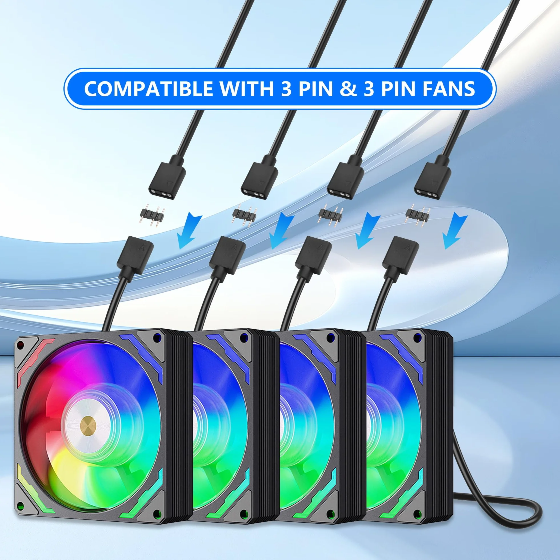 GINTOOYUN Rozdzielacz ARGB 1 do 4 5 V 3-pin żeński do pasków świetlnych RGB, wentylatorów RGB