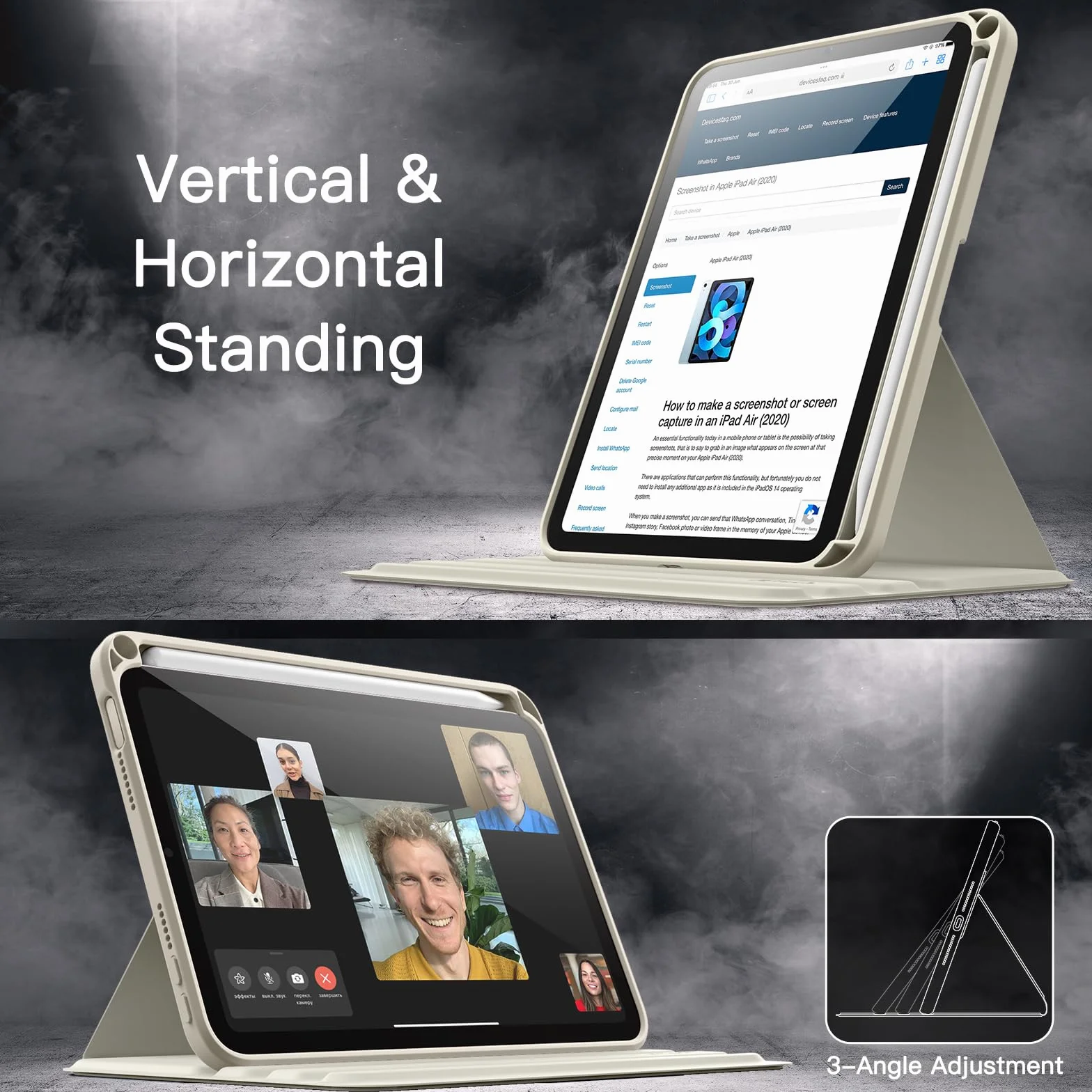 JETech Obrotowe Etui dla iPad mini (A17 Pro, Model 2024, 7. Generacji) / mini 6 (Model 2021, 6. Generacji), Obrotowa o 360 Stopni Stojaka Ochronnego Osłona Przejaśniać Tył (Księżycowa Poświata)