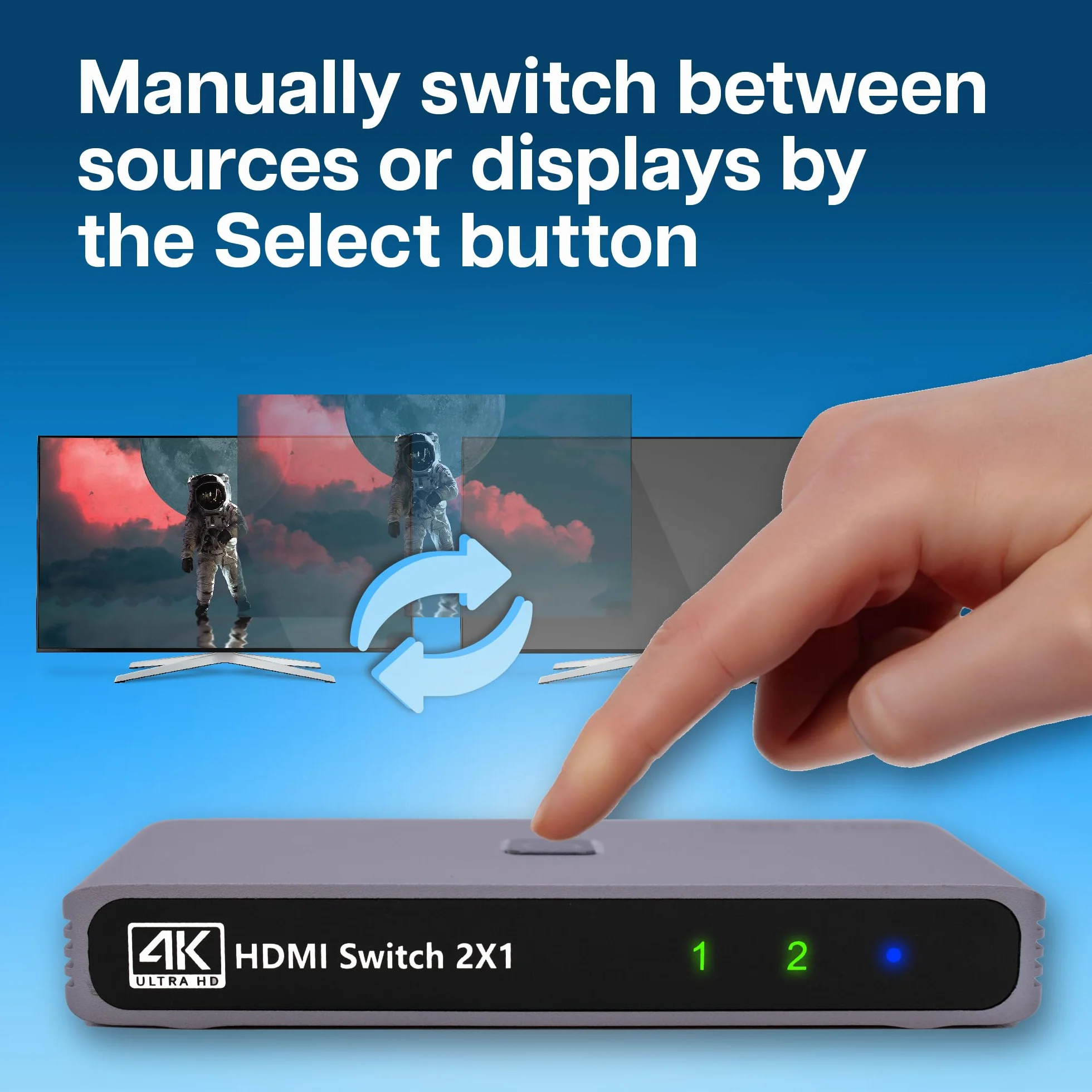 MMOBIEL Przełącznik HDMI 4K@60Hz - dwukierunkowy przełącznik HDMI 2 wejścia 1 wyjście - rozdzielacz HDR, 3D - koncentrator do telewizora, monitora itp. - wyświetlacz jednocześnie - aluminium