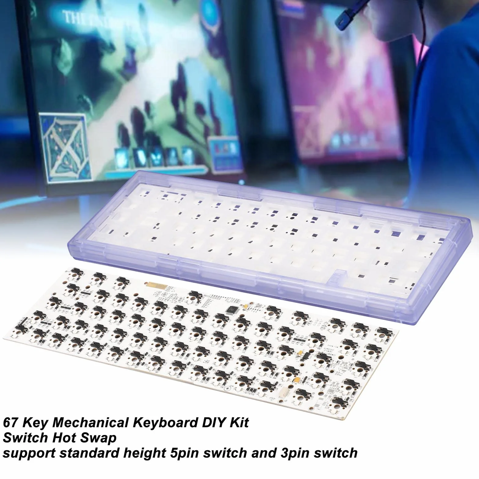 Zestaw Klawiatury Mechanicznej DIY 67 Klawiszy Podświetlana RGB Niestandardowa Klawiatura do Gier dla Entuzjastów Materiał o Wysokiej Twardości (Fioletowy)