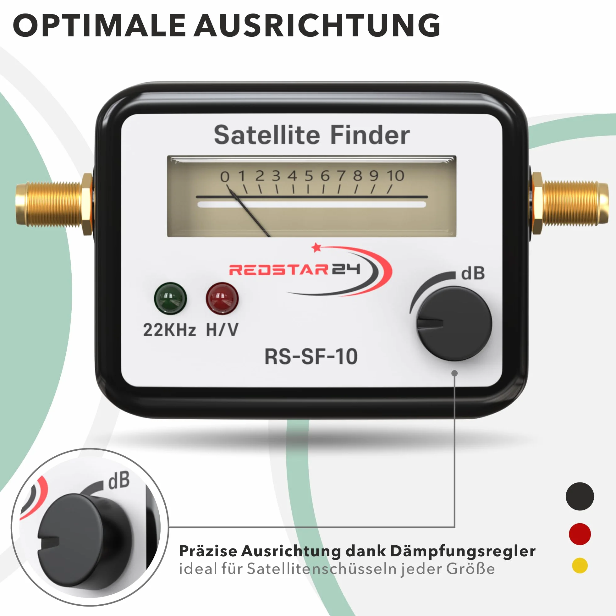 RedStar24 Satfinder | miernik sygnału satelitarnego z kablem połączeniowym audio i F do regulacji cyfrowej anteny satelitarnej | cyfrowy lokalizator satelitarny