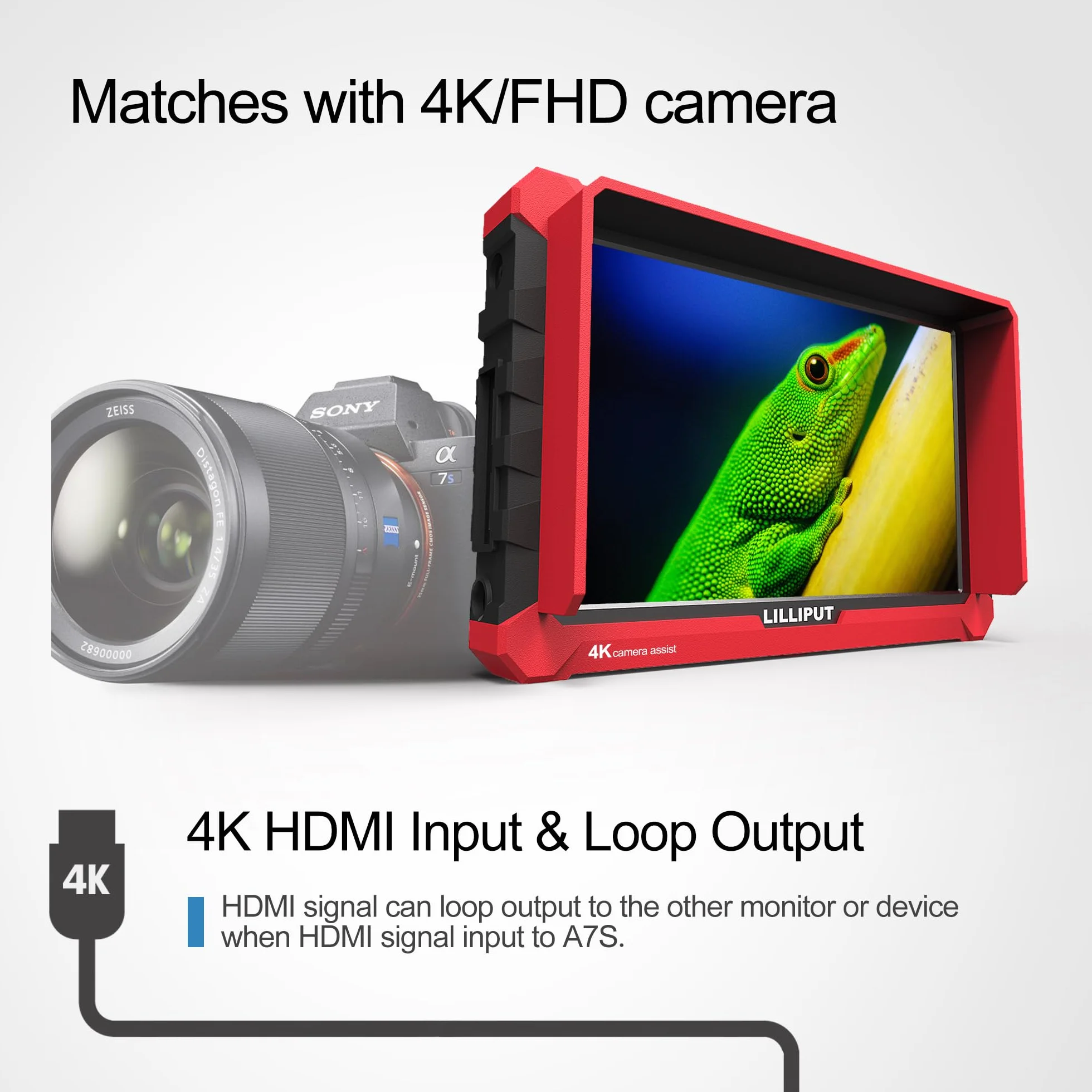 LILLIPUT A7S 7 cali 1920 x 1200 FHD IPS on caméra moniteur, DSLR Moniteur de Champ de Caméra 4K24 HDMI 1.4 Input & Loopout/3G-SDI On Kamera Field Monitor