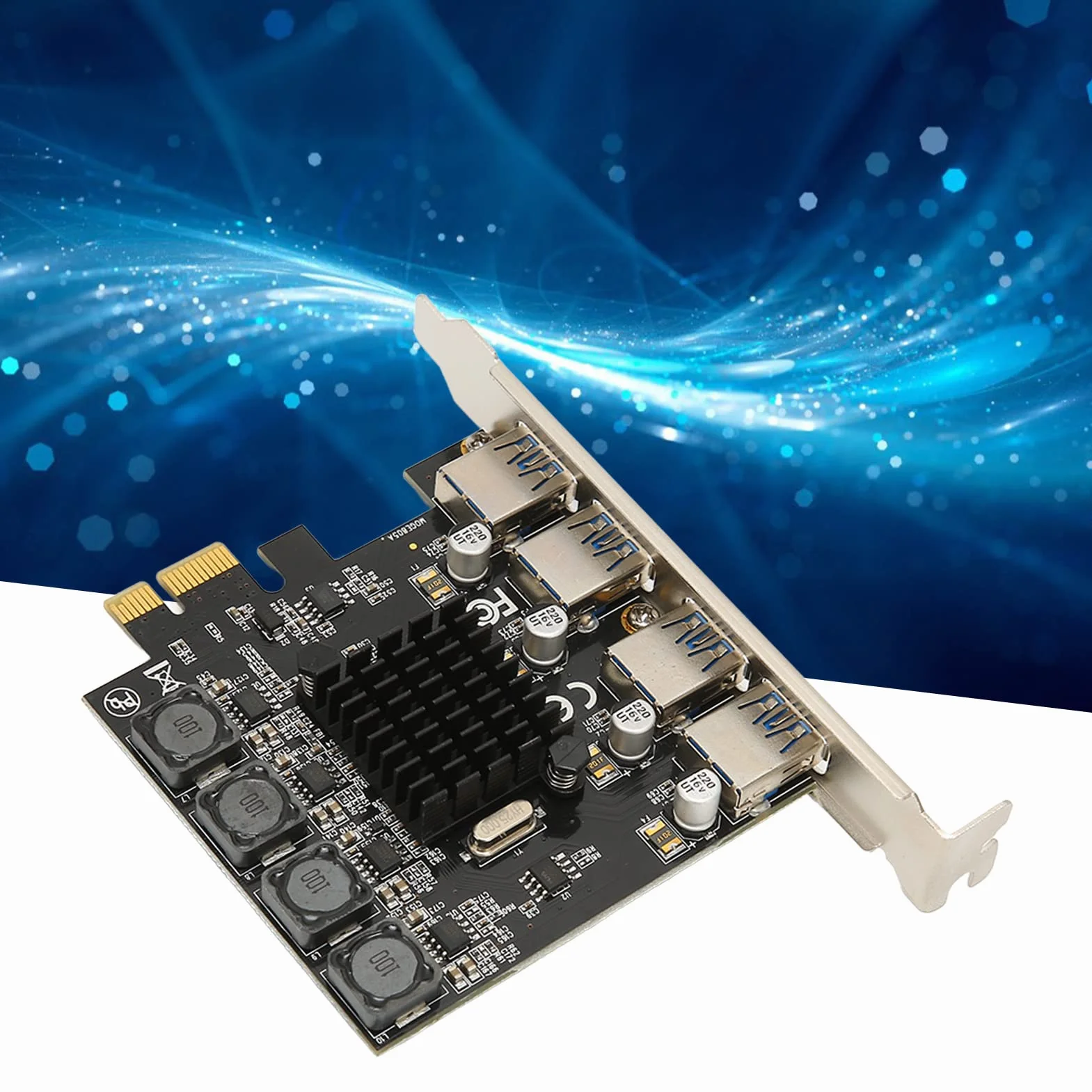 Karta Rozszerzeń PCIE na USB, Karta Adaptera 5 Gb/s 4 Porty USB 3.0 dla 7/8/10/11/XP dla Vista dla Linux Interfejs Magistrali PCI E Brak Zewnętrznego Zasilania