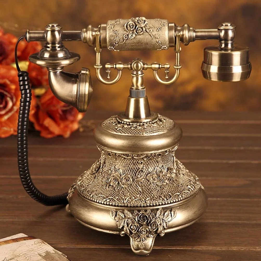 Klasyczny telefon stacjonarny w stylu retro - telefony z przyciskami i tarczami obrotowymi - telefon retro z przewodami - telefon dekoracyjny w stylu retro - telefon stacjonarny i biurowy