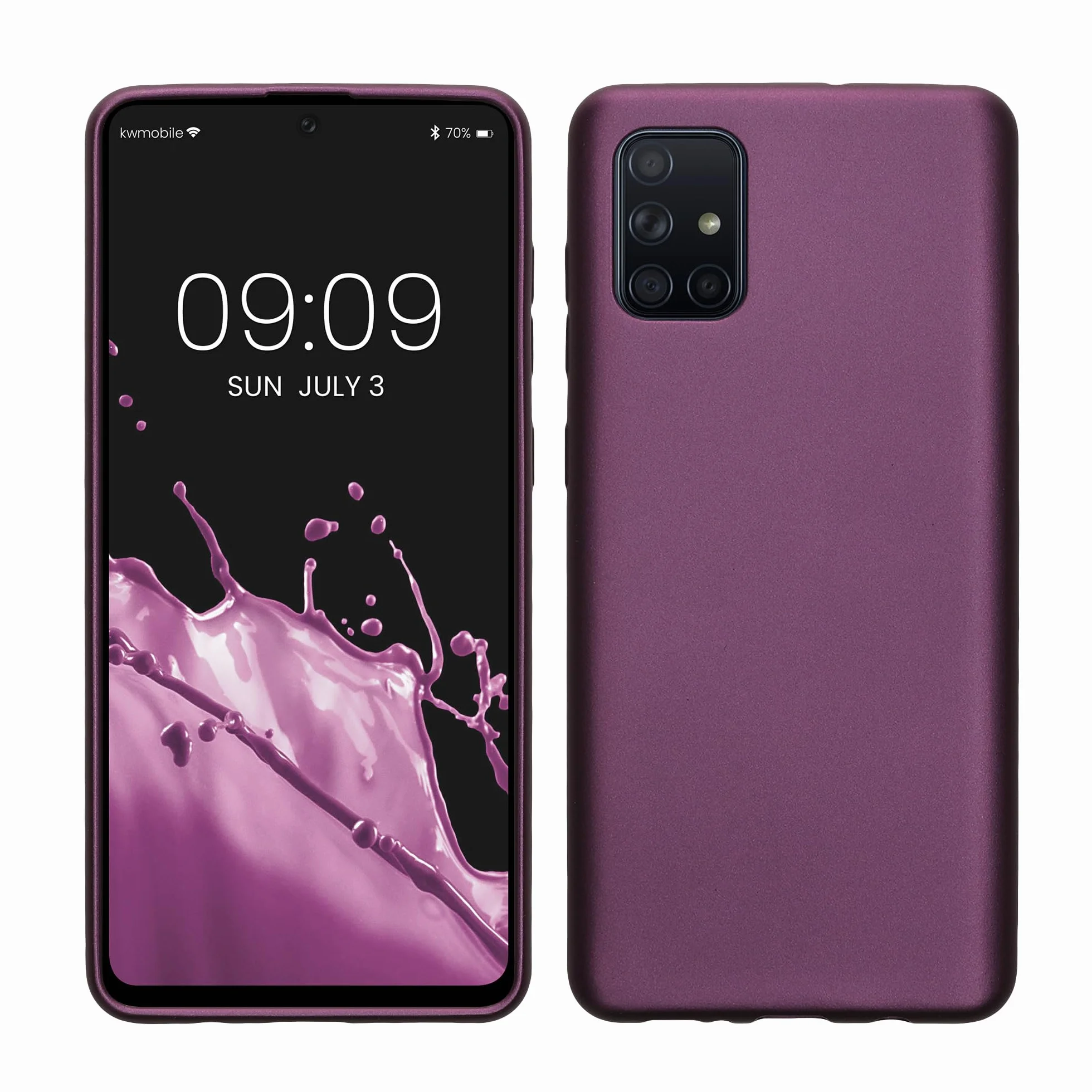 kwmobile Etui Samsung Galaxy A71 Silikon Metaliczny Połysk Lawenda