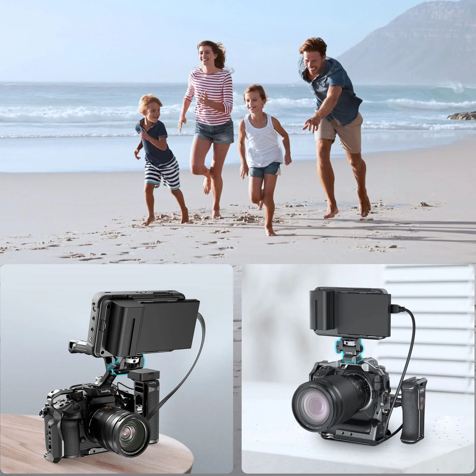 SMALLRIG Regulowany Uchwyt Monitora Kamery w Stylu dla ARRI (Aktualizacja), Obracany o 360° i Pochylany o 180° Uchwyt Monitora Anti-Twist Support Monitor Polowy 5" i 7" - 2903B