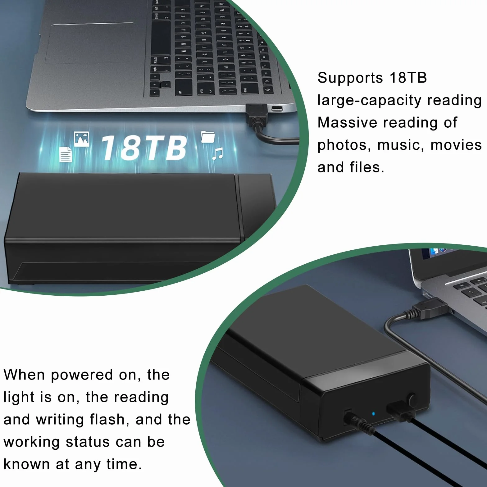 Stacja dokująca do dysków twardych: obudowa dysku twardego, USB3.0 USB-A i USB-C do 2,5 cala SATA HDD i SSD, 5 Gbps adapter do dysków twardych obsługuje UASP