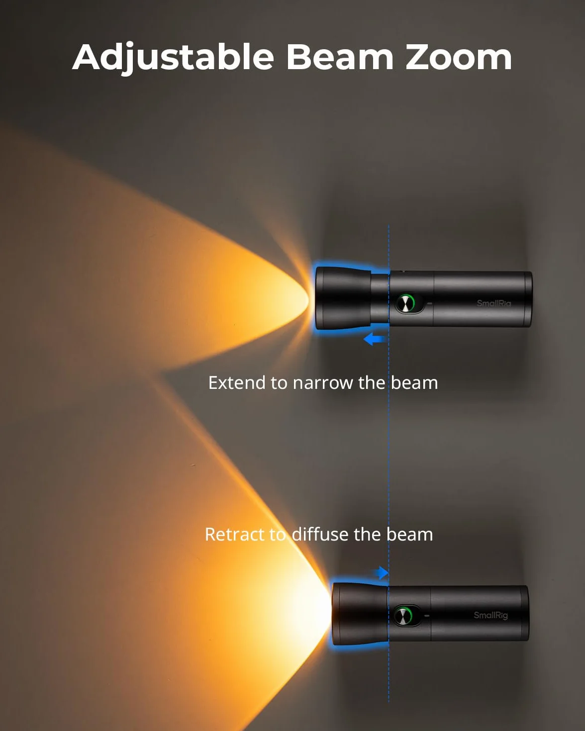 SMALLRIG RGB LED Photography Flashlight, 7500mAh, Stop Aluminium, Wzorzyste światło Otoczenia, 4-kolorowe światło Wypełniające z 20 Wzorzystymi Filtrami światła, Akcesoria RF10C - 4634 | Lampa nastrojowa ze stopu aluminium, wypełnij światło z 20 filtrami