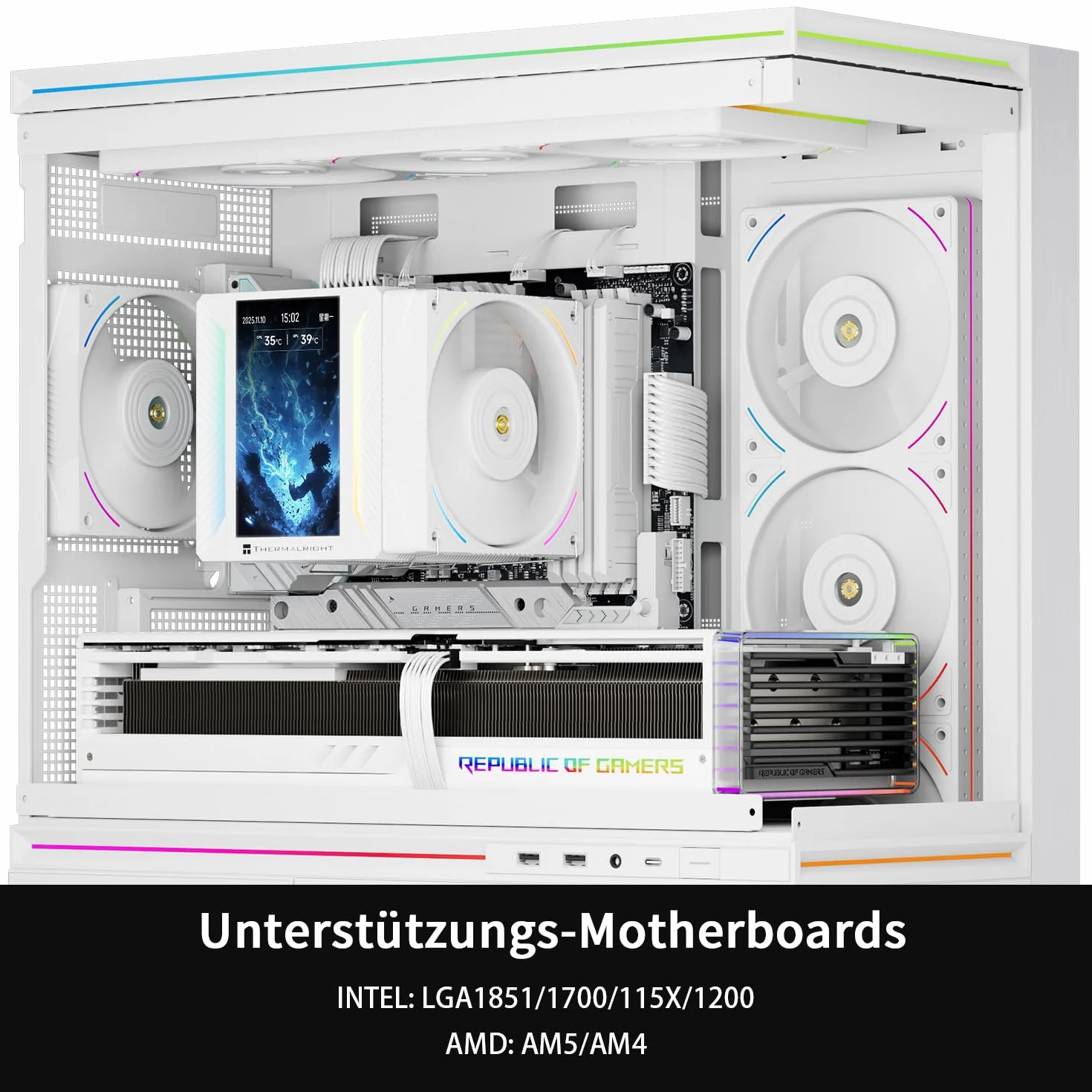 Thermalright Peerless Assassin 120 Vision ARGB White CPU chłodnica powietrza, chłodzenie Twin Tower – 1850 obr./min, rozdzielczość 320 x 240, ekran IPS o przekątnej 2,8 cala, chłodzenie procesora do