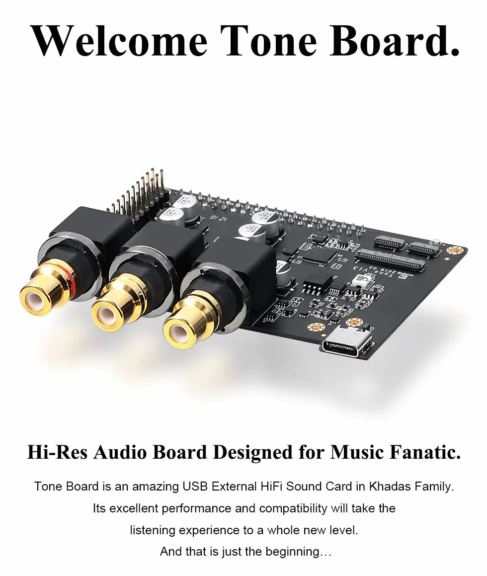 Khadas Tonboard Hi-Res Audio USB DAC oparty na chipie 32-bitowy ES9038Q2M XMOS XU208 zewnętrzna karta dźwiękowa z pakietem wejść S/PDIF z akrylową obudową DIY (wersja ogólna)