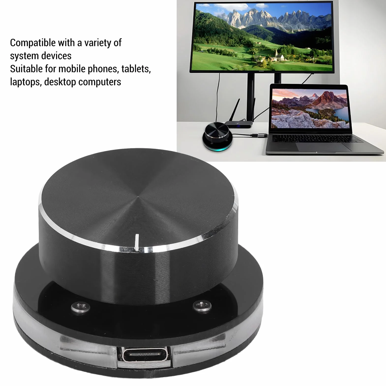 Pokrętło Sterowania Objętościami USB, Multimedia RGB Light Controller z Klawiszem Skrótów dla Systemu Laptopa z Systemem Android System PC