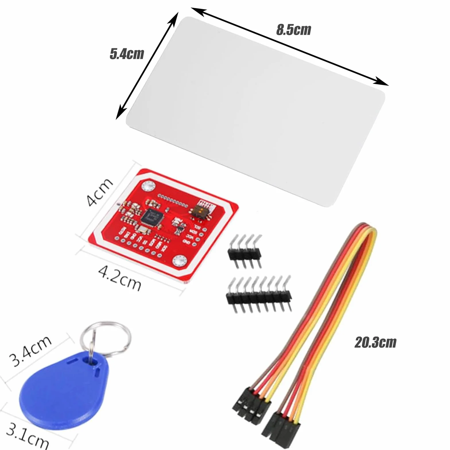 GERUI Zestaw 2 PN532 NFC RFID V3 I2C SPI HSU, zestaw komunikacyjny I2C Near Area Communication with S50 White Card, karta kluczowa kompatybilna z Arduino