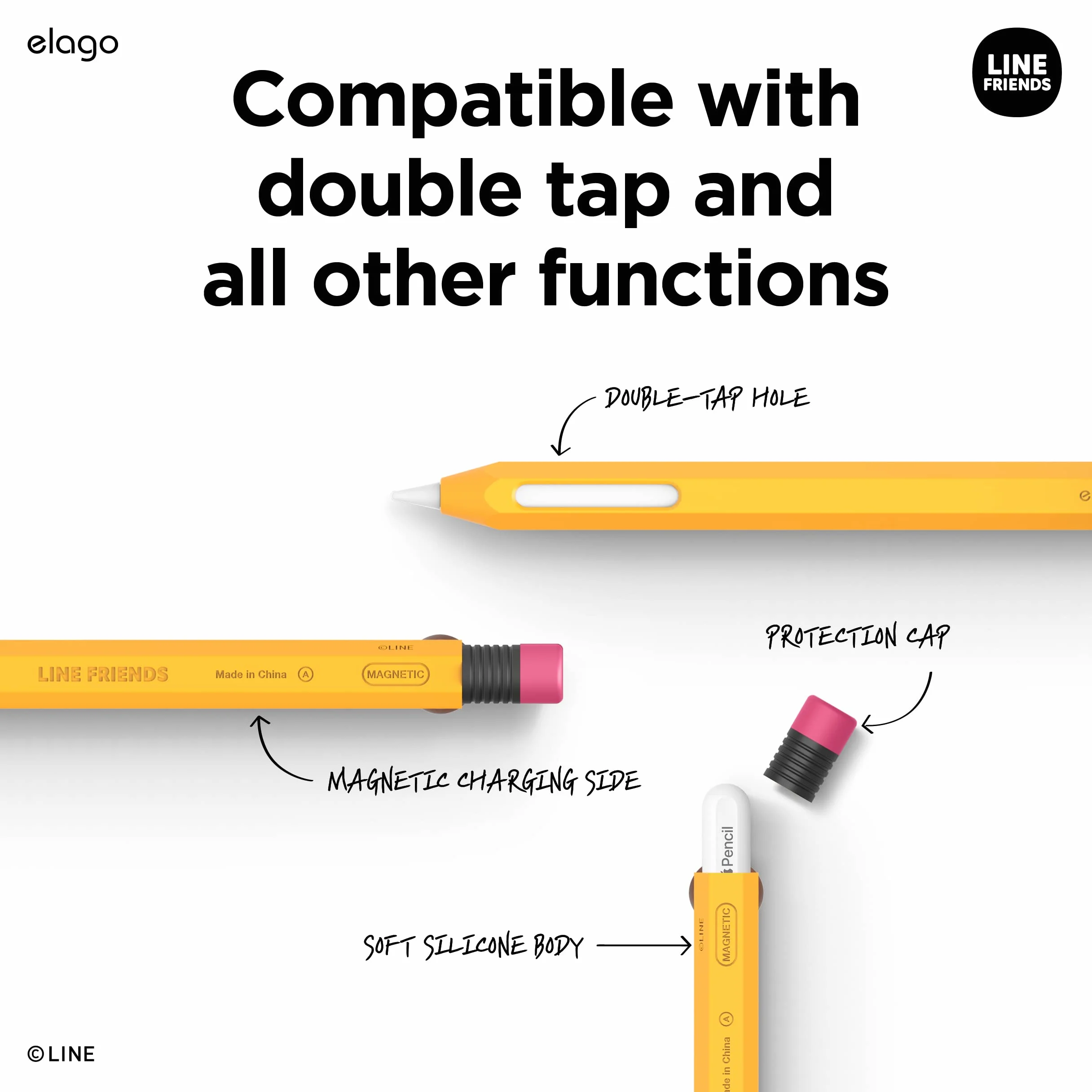 elago LINE Friends piórnik Apple Pencil 2 generacji silikonowy pokrowiec ochronny brązowy