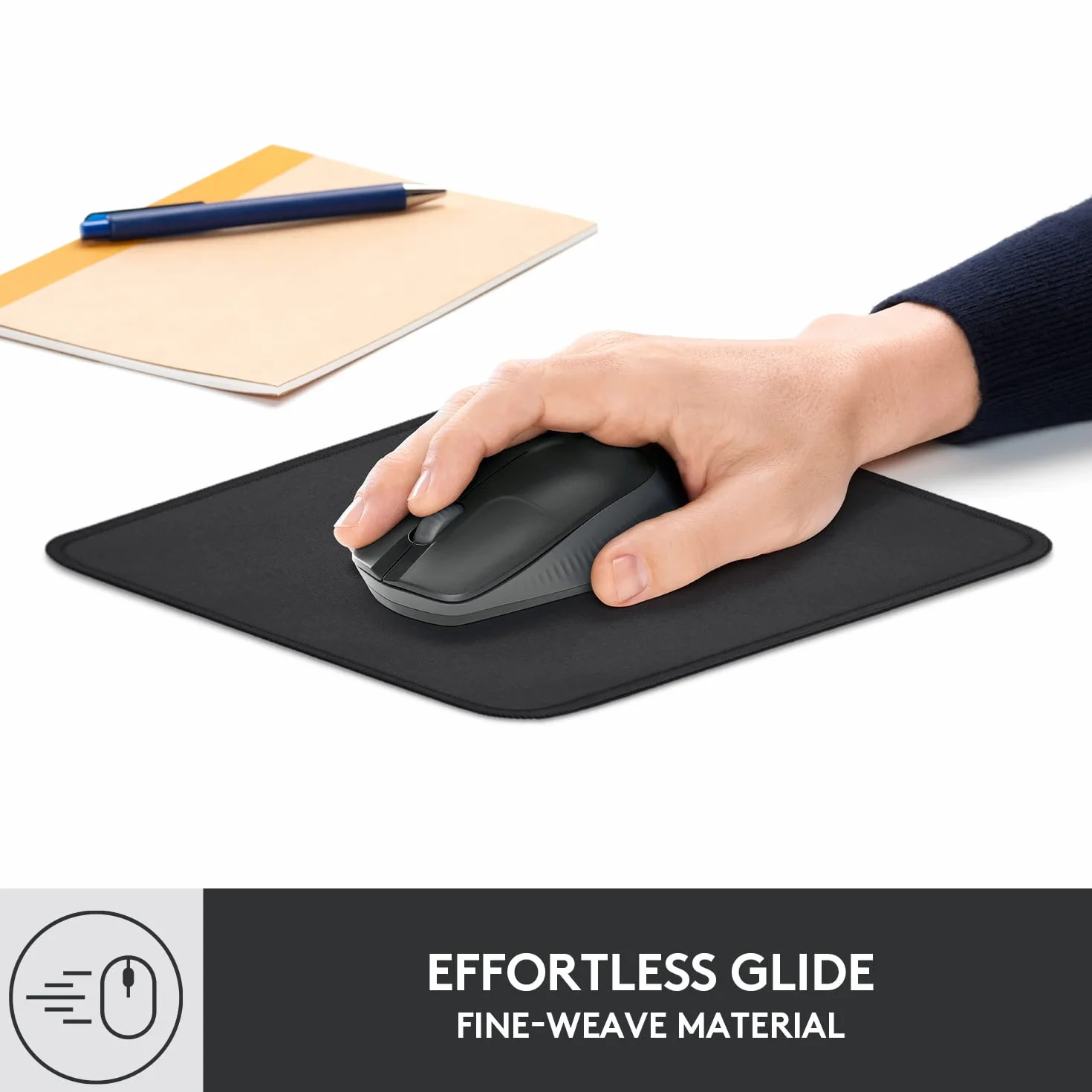 Logitech Mouse Pad - Studio Series, Podkładka pod myszkę komputerową z antypoślizgowym, gumowym spodem, odporną na zalanie powierzchnią, trwała, przenośna, nowoczesny design - Szary