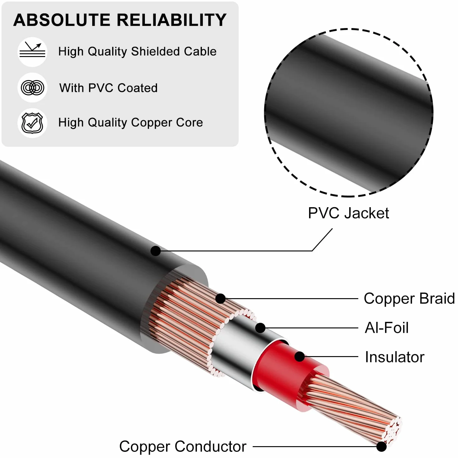 J&D Przedłużacz RCA, pozłacany kabel audio z serii 2, męski na żeński kabel audio stereo do głośnika, wzmacniacza, miksera, telewizora, 2,7 m