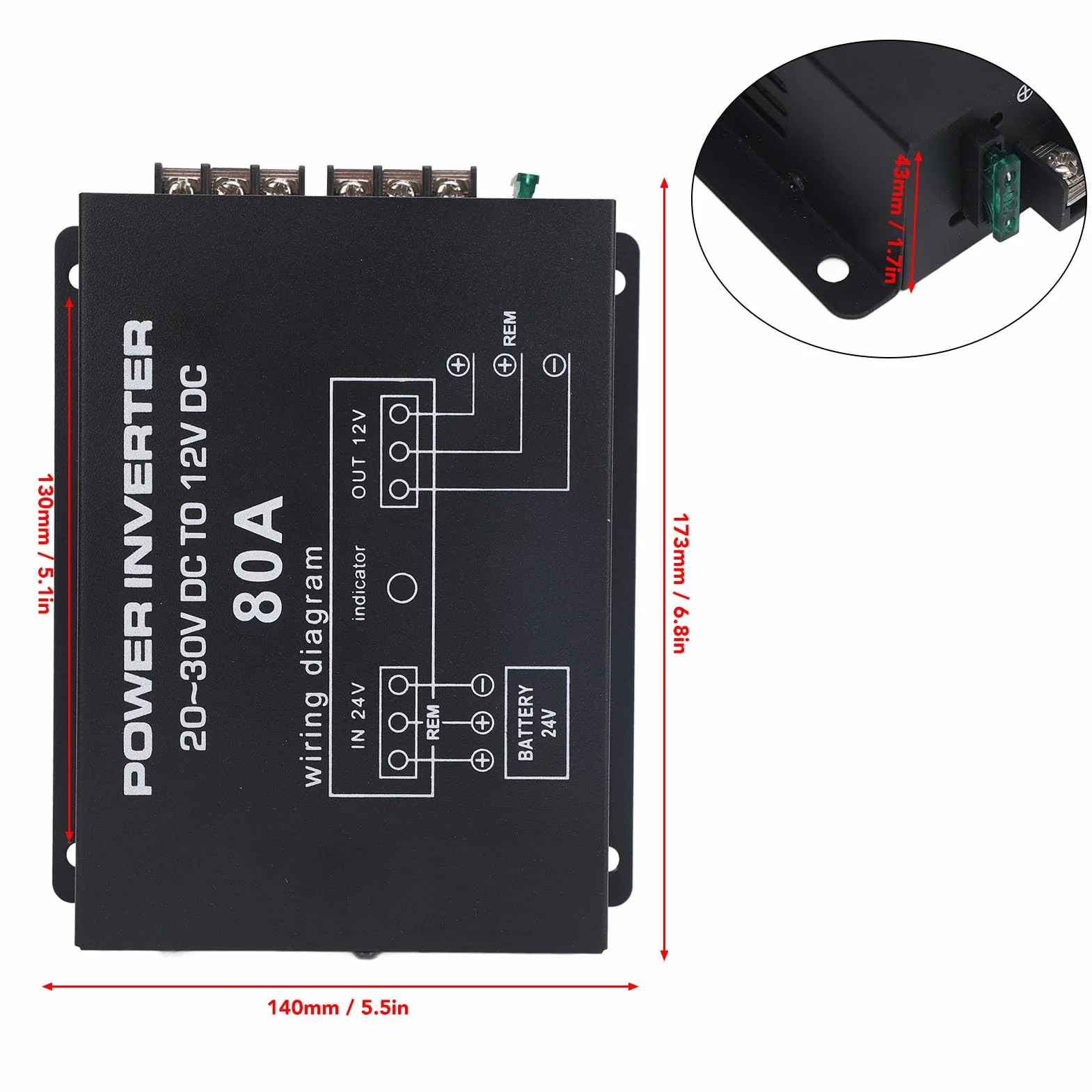 Przetwornica obniżająca napięcie DC 24 V do 12 V Przetwornica napięcia z regulacją temperatury dla samochodów ciężarowych RVS SUV Autobusy (80A)