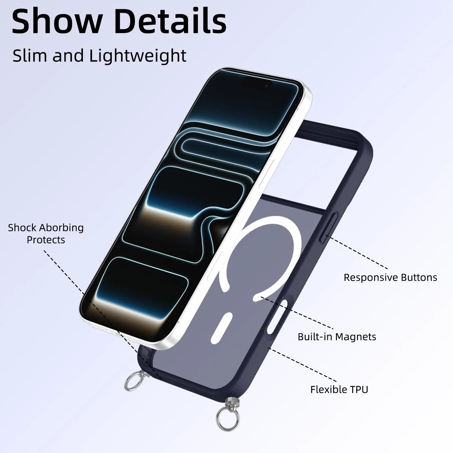 Magnetyczne etui na telefon komórkowy iPhone 17 Pro, etui z opaską, kompatybilne z Magsafe, matowe, półprzezroczyste, odporne na zarysowania tył z poliwęglanu + etui ochronne z