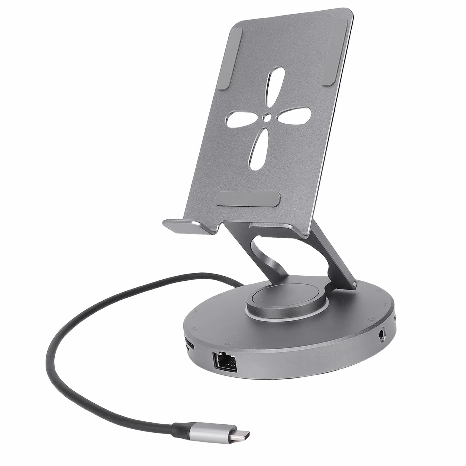 Tosuny Regulowana Stacja Dokująca do Tabletu 10 W 1 |Podstawa Koncentratora USB C z Obrotem 360° o Mocy 100 W i Czytnikiem Kart USB 3.0, Gniazdem 3,5 Mm