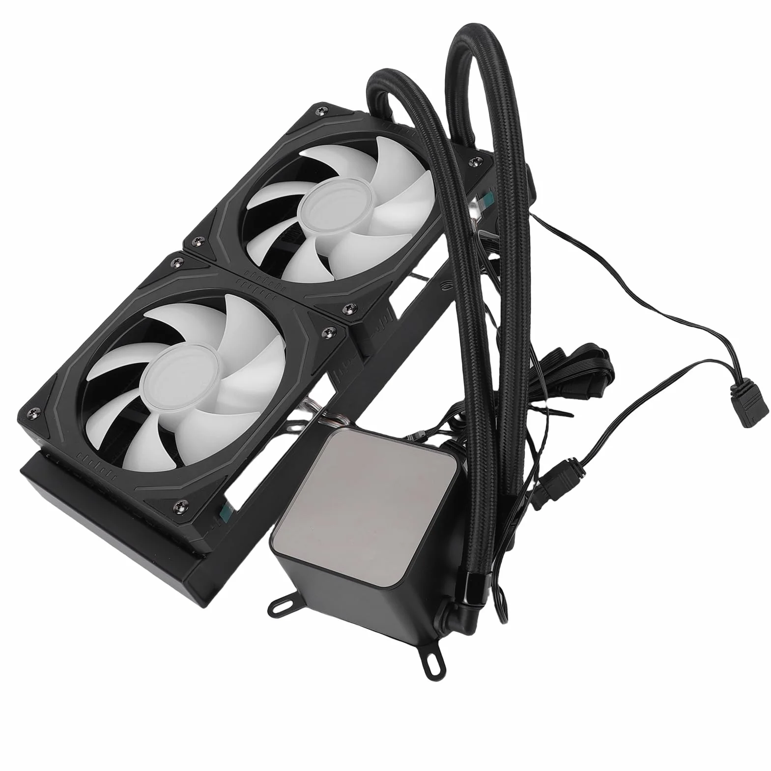 Aramox 240 Płynna Chłodnica Procesora, ARGB AIO Płynna Chłodnica Procesora z 2,2-calowym Ekranem LCD, Miedzianymi Wentylatorami PWM 240 Mm, Pasuje do AM4 AM5 LGA1700 PC Gaming Cooling (BLACK)