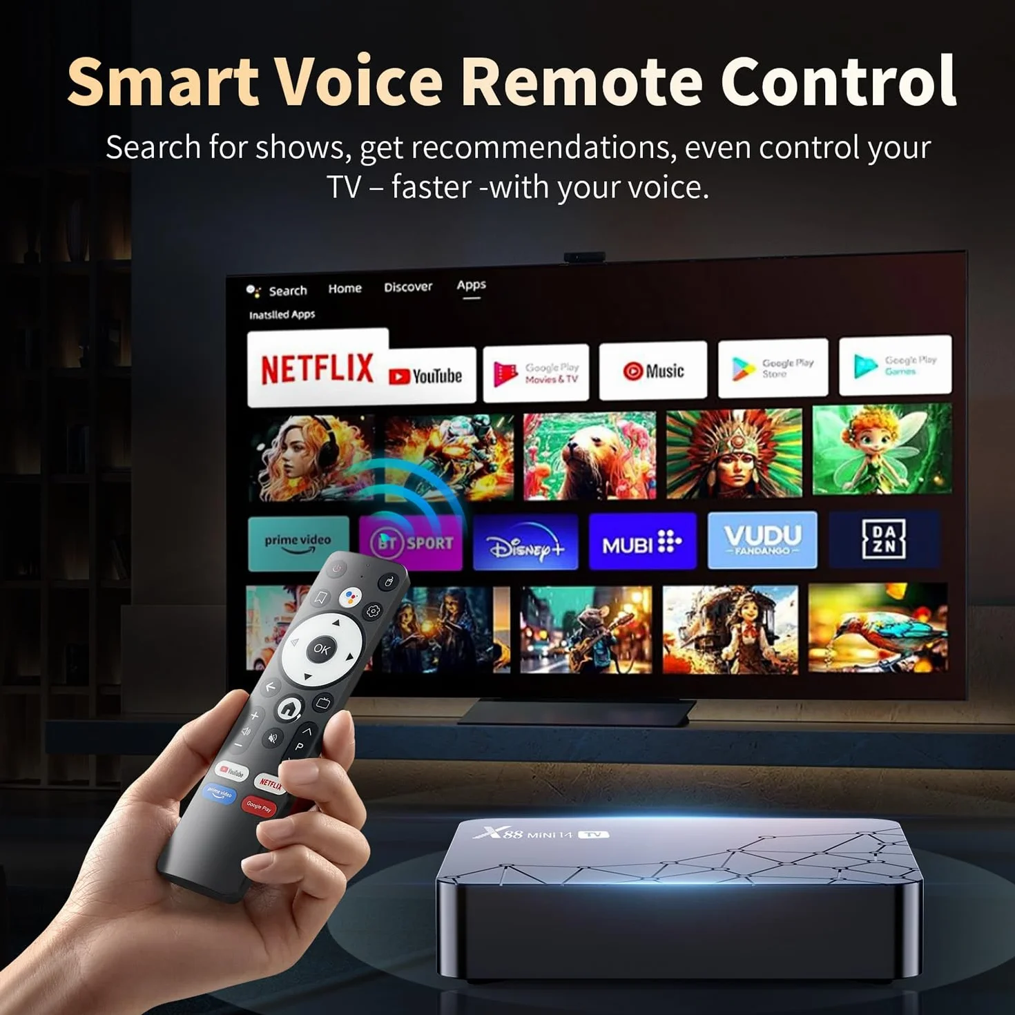 GREVA Android 14.0 TV Box, rozdzielczość 8K UHD, Android Box 2 GB RAM 16 GB ROM RK3518mini Quad-Core 64bit Cortex-A53, 2,4 GHz / 5,0 GHz Dual Wifi6 10/100 M LAN Enternet Bluetooth 5.0 USB 3.0 Smart TV