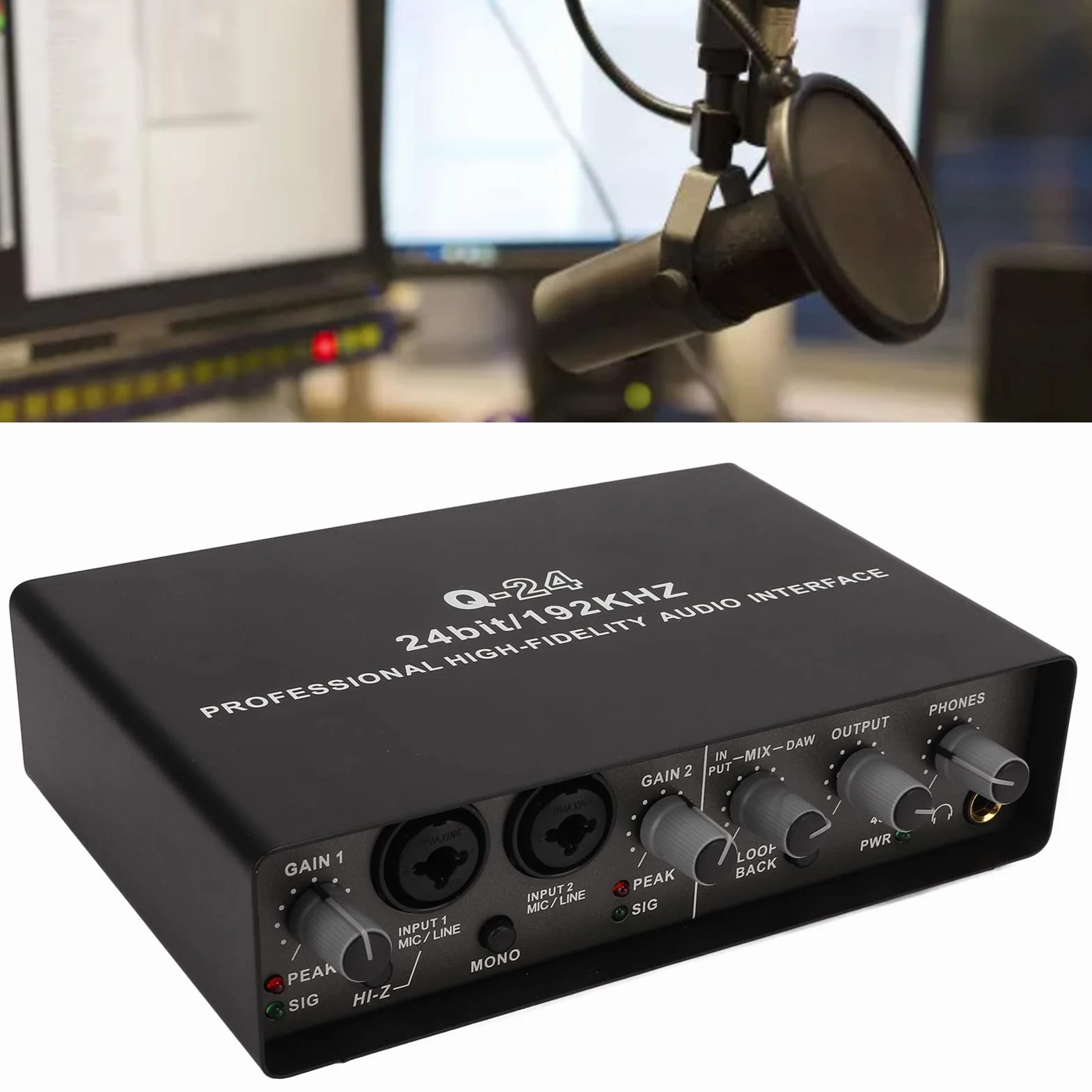 Karta Dźwiękowa USB Live Miksowanie Cyfrowe, Wysoka rozdzielczość 24 Bity i 192 KHz, Nagrywanie Wewnętrzne i śpiewanie Coverów, Szybkie Połączenie USB 2.0, Obsługa Wejścia,