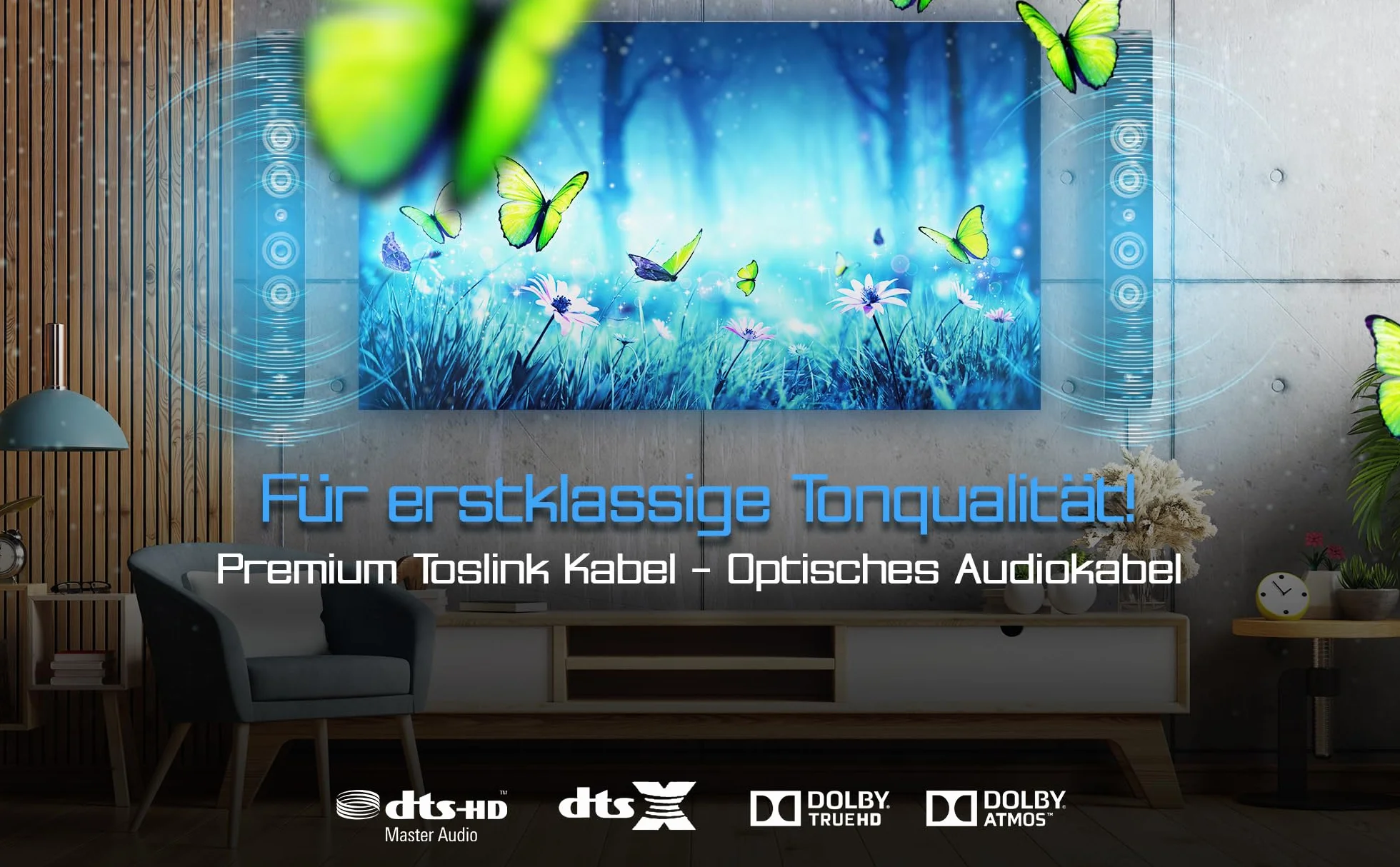 Kabel Ultra HDTV Premium Toslink 2-metrowy optyczny kabel audio, kabel cyfrowy z zabezpieczeniem przed załamaniem, nylonową osłoną, odciążką i całkowicie metalowymi wtykami z doskonałym dopasowaniem