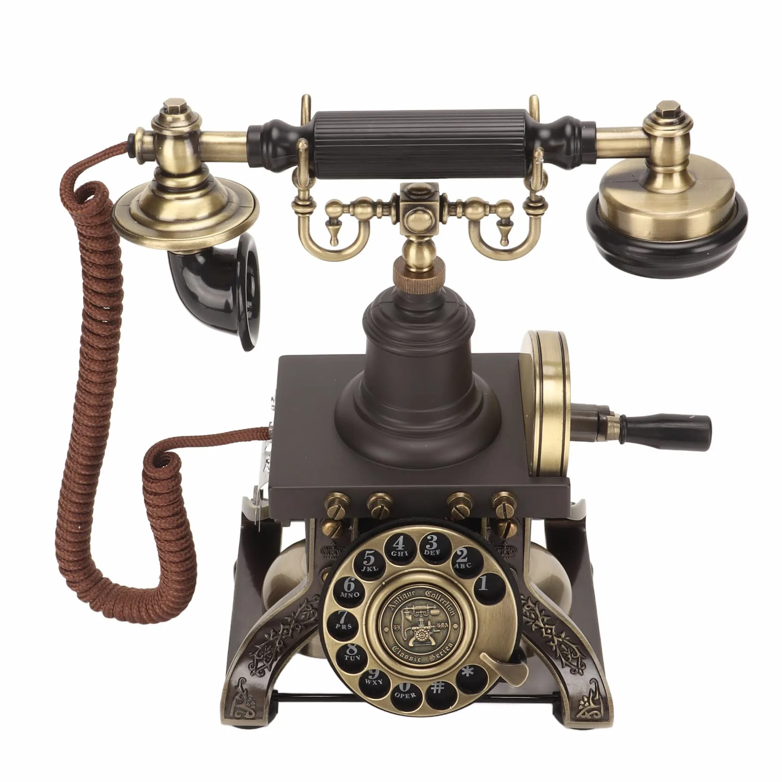 Alomejor Antyczny Telefon Przewodowy Telefon Stacjonarny z tarczą obrotową w Stylu Vintage do Wystroju Wnętrz Stop Cynku w Stylu Retro