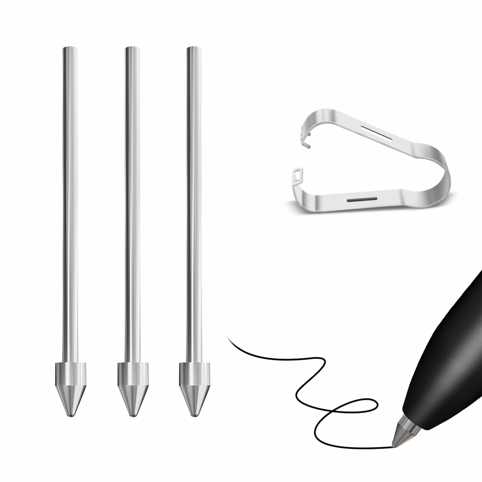 Wymienne stalówki ze stopu tytanu kompatybilne z King Write Samsung Galaxy Tab S10/S9/S8/S7/S6, Note S22/S23/S24 Ultra S Pen, dokładne sterowanie, końcówki ołówkowe pasują do niezwykłych 2 długopisów