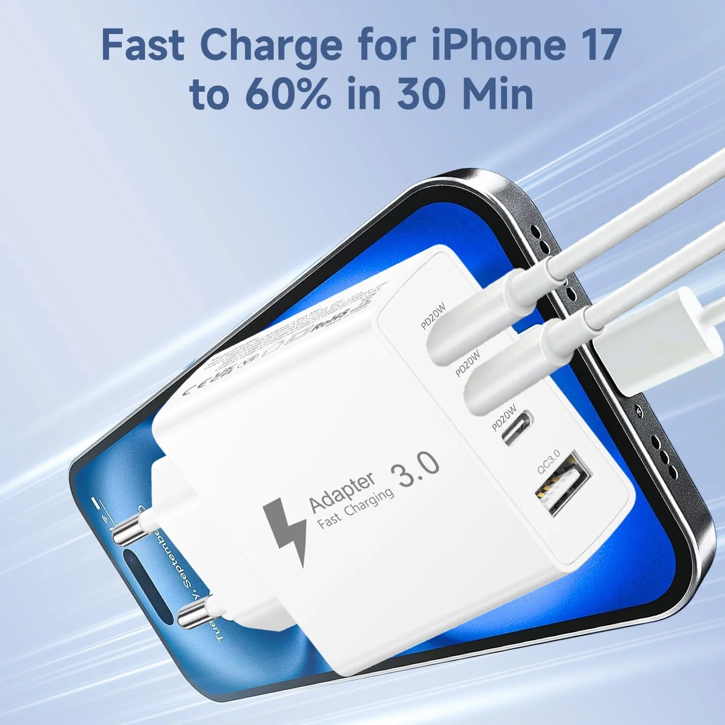 Ładowarka USB-C 50W, 4 porty, szybka ładowarka wieloportowa USB-C, wtyczka ładowania USB C, wtyczki wieloportowej USB,szybka ładowarka do iPhone'a 17 16 15 14 13 12 11 Pro Max, Samsunga Galaxy S25 S24