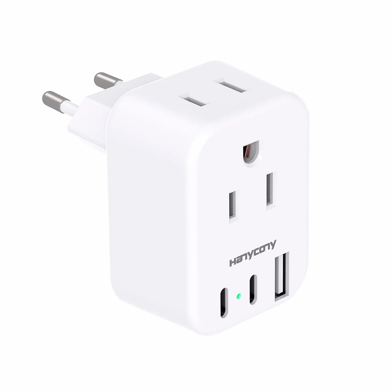 European Travel Plug Adapter USB C, International Plug Adapter, US to Europe Plug Adapter with 2 Outlets 3 USB Ports(2 USB C), Type C Power Adapter to Italy Spain France Portugal Iceland Germany