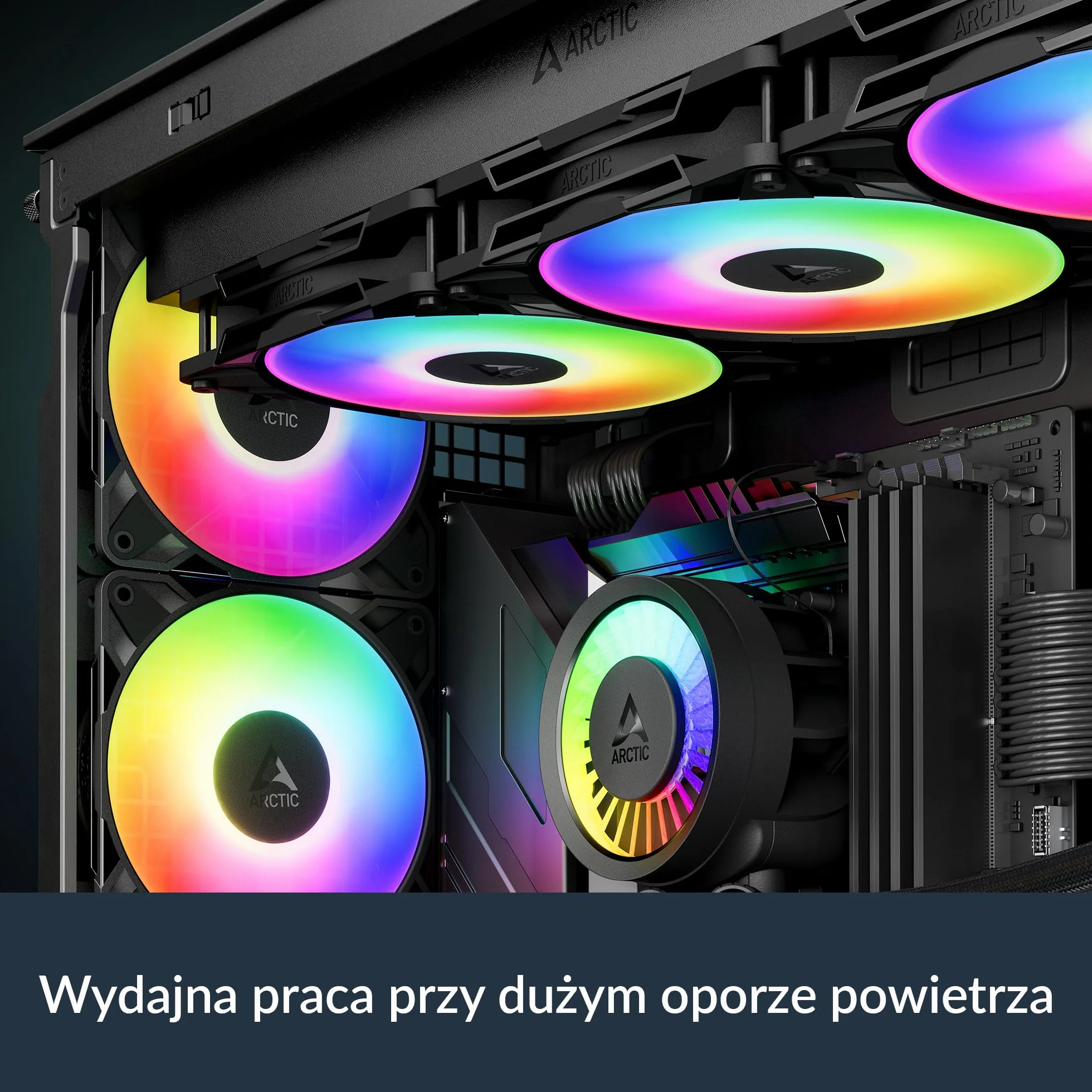 ARCTIC P12 Pro A-RGB Mocny Wentylator PWM 120 mm 600-3000 rpm 5V Cyfrowy RGB 4-Pin Czarny