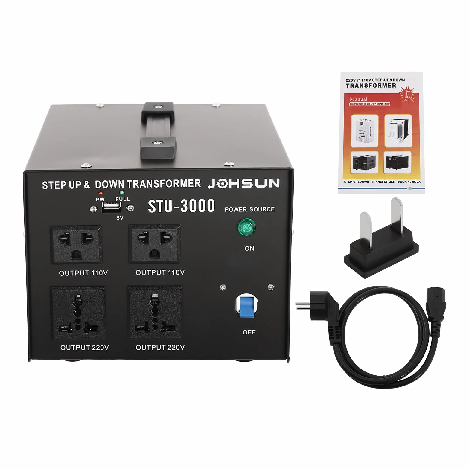 Przetwornica napięcia 3000 W transformator pierścieniowy, przetwornica napięcia 110 V na 220 V, konwerter Step up Down, wtyczka 220 na 110 V - In: 110 V lub 220 V/Out: 110 V i 220 V