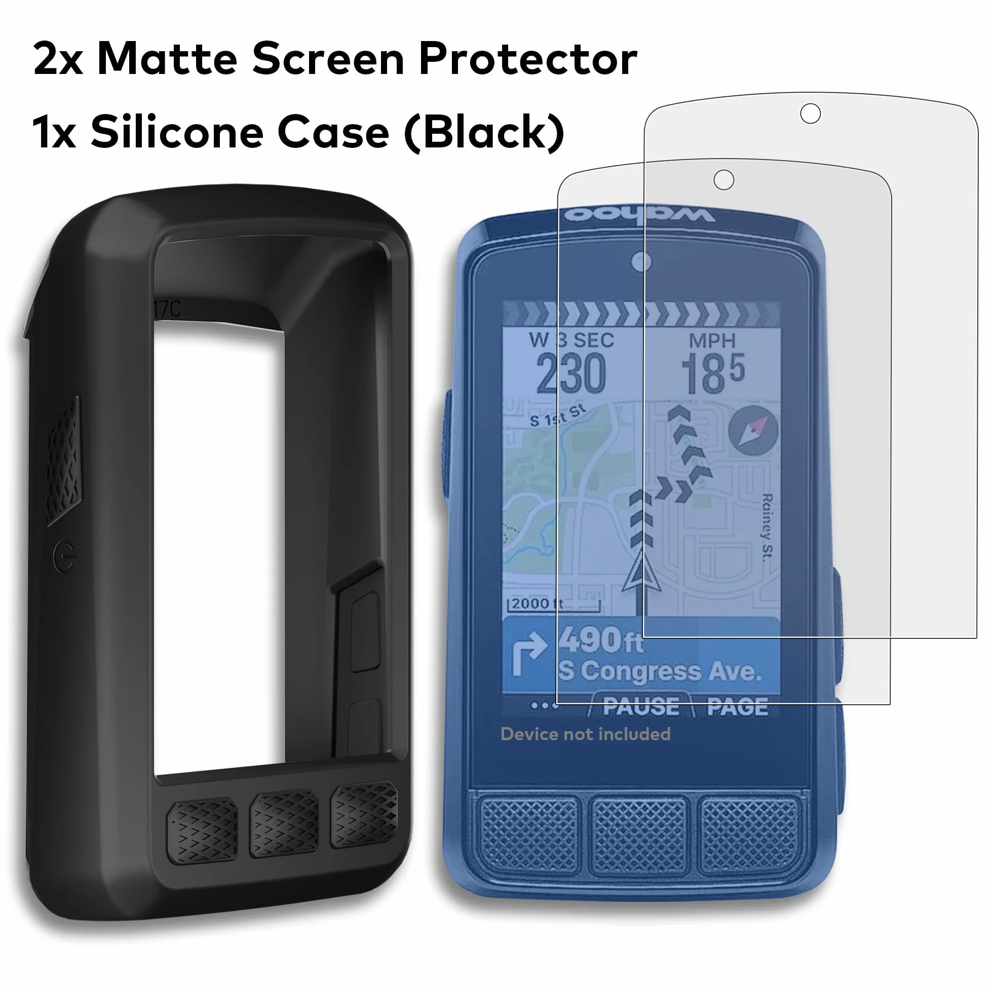Zestaw 3 szt. Etui Silikonowe + 2x Folia Ochronna ze Szkła Hartowanego do Wahoo Elemnt Roam V3 (Roam 3) – Odporna na Upadki, Antystatyczna
