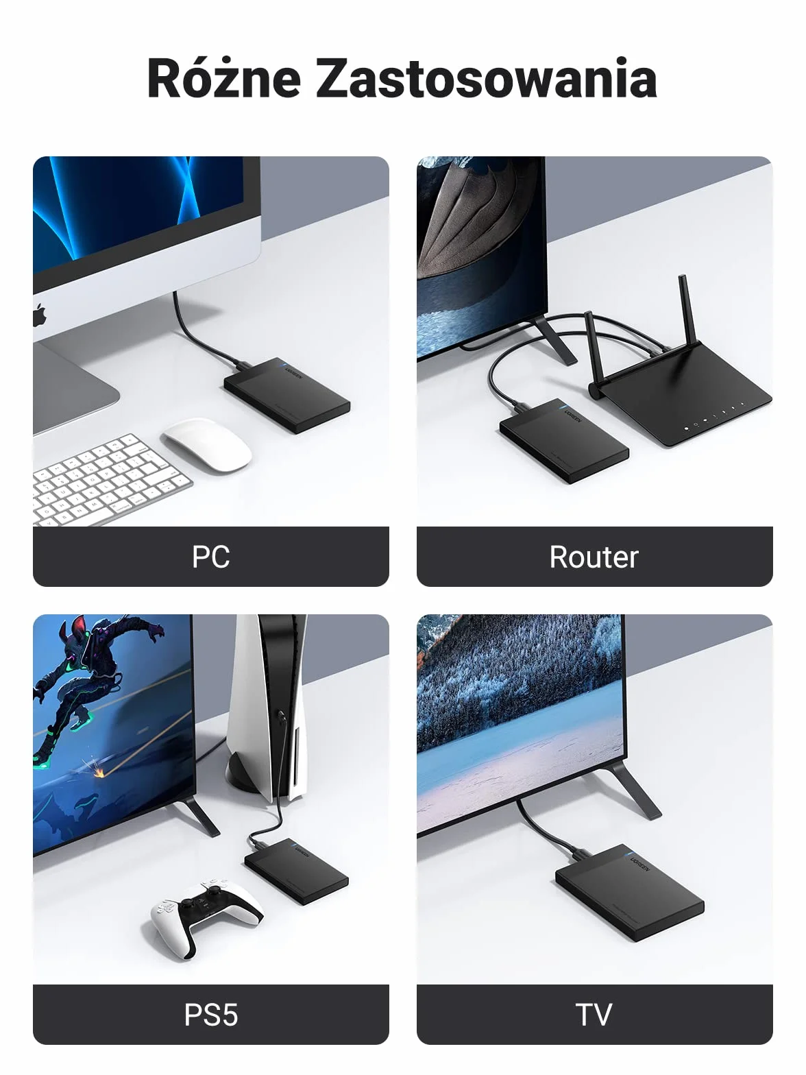 UGREEN Obudowa Dysku Twardego Obudowa 2,5 Cala USB 3.0 SATA