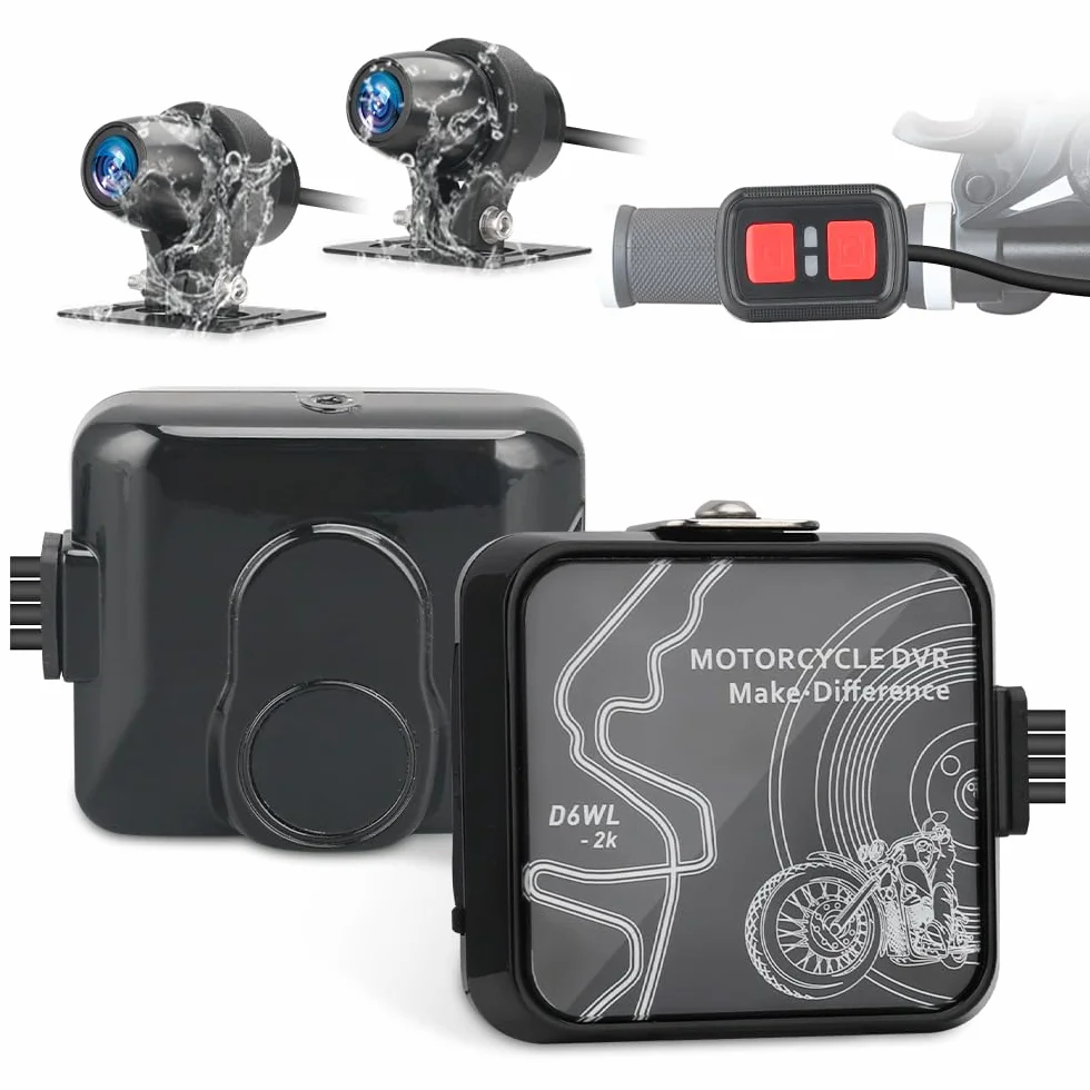 VSYSTO Kamera motocyklowa, kamera motocyklowa, 120° szeroki kąt przedni i tylny aparat motocyklowy, 2K/25 FPS Dashcam motocykl, 5G WiFi wodoodporna kamera sportowa z noktowizorem, czujnik G